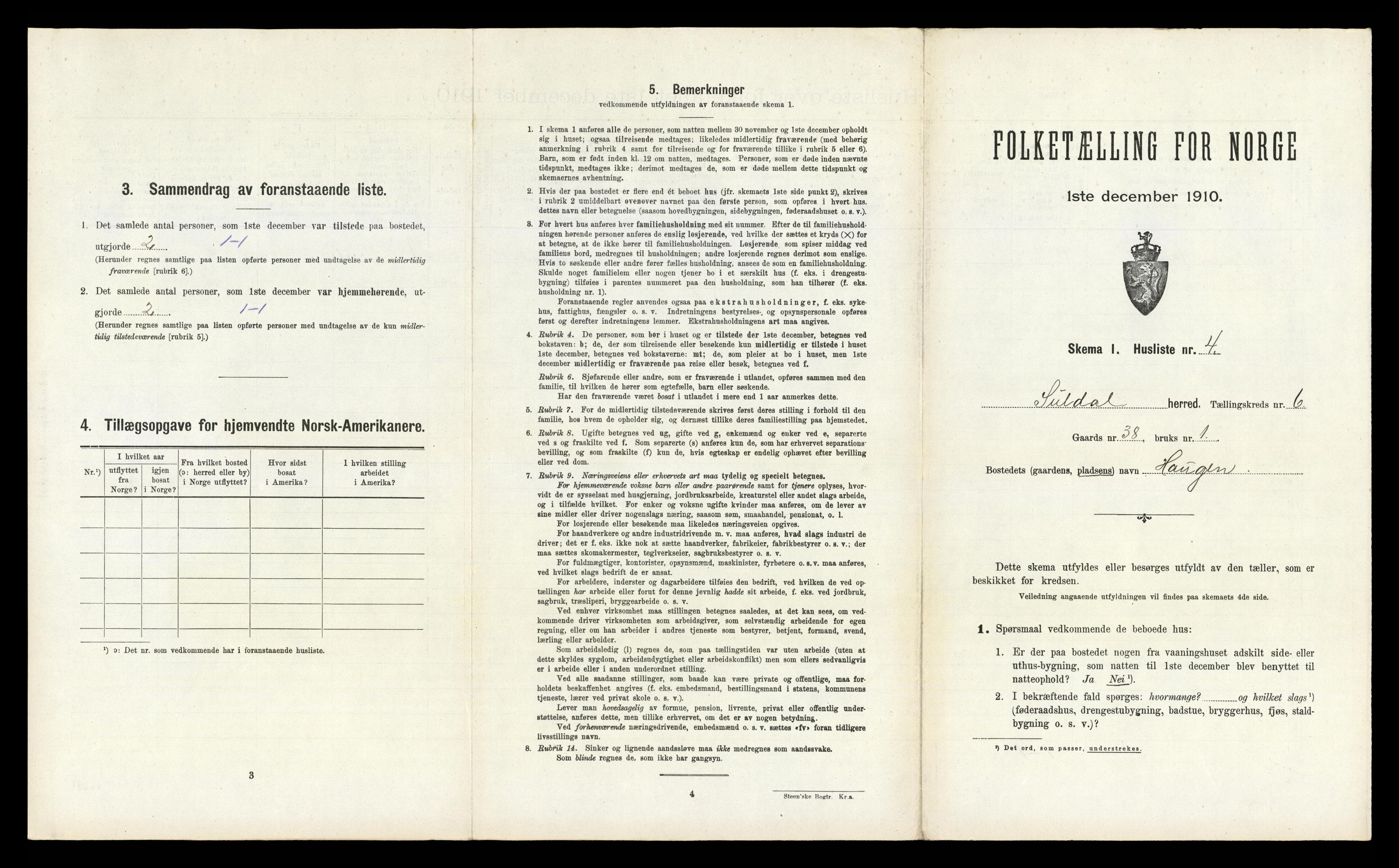 RA, 1910 census for Suldal, 1910, p. 403