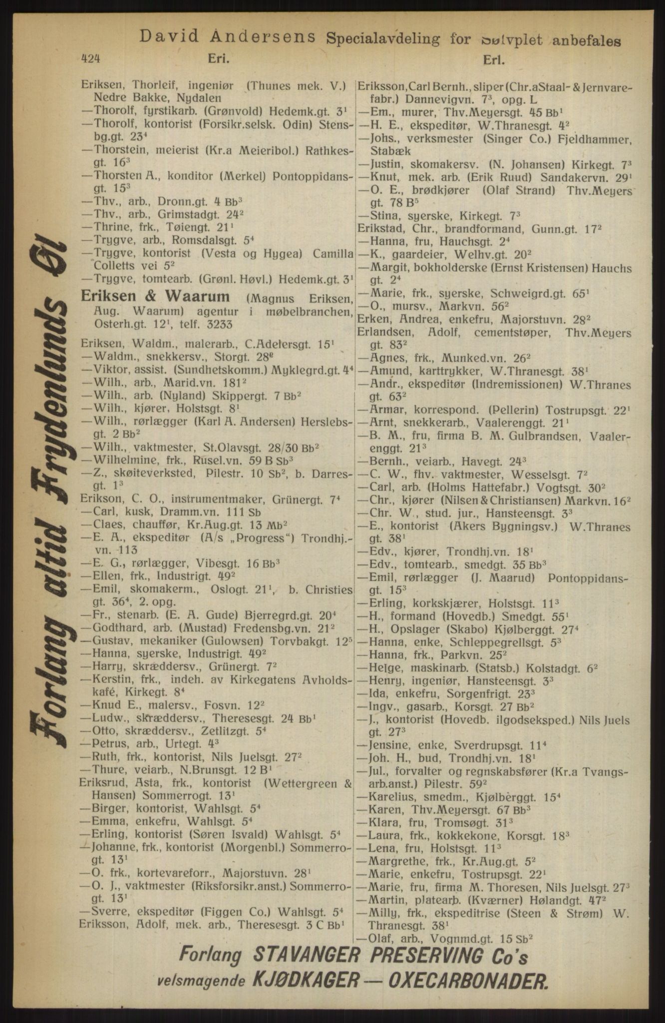Kristiania/Oslo adressebok, PUBL/-, 1914, p. 424
