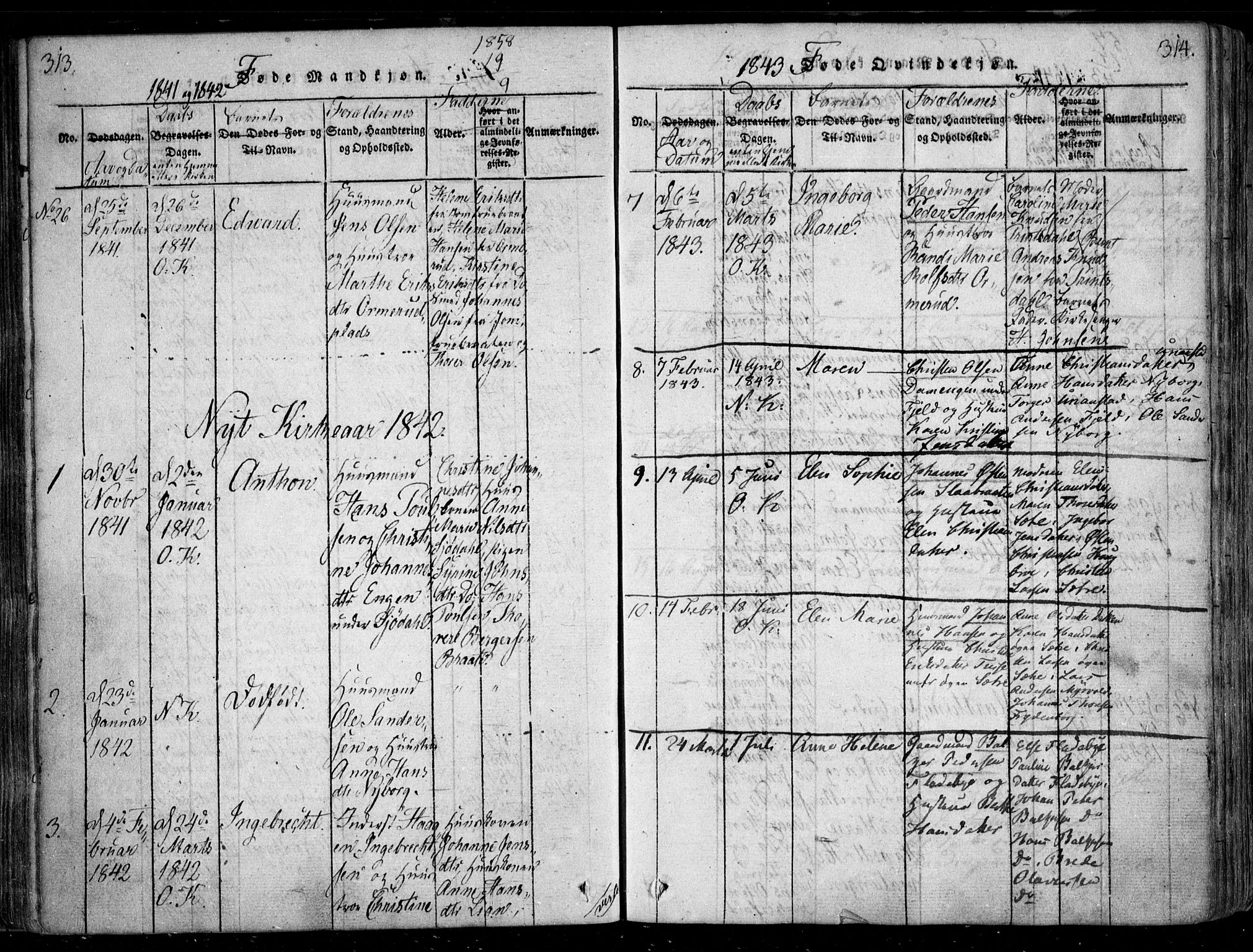 Nesodden prestekontor Kirkebøker, AV/SAO-A-10013/F/Fa/L0006: Parish register (official) no. I 6, 1814-1847, p. 313-314