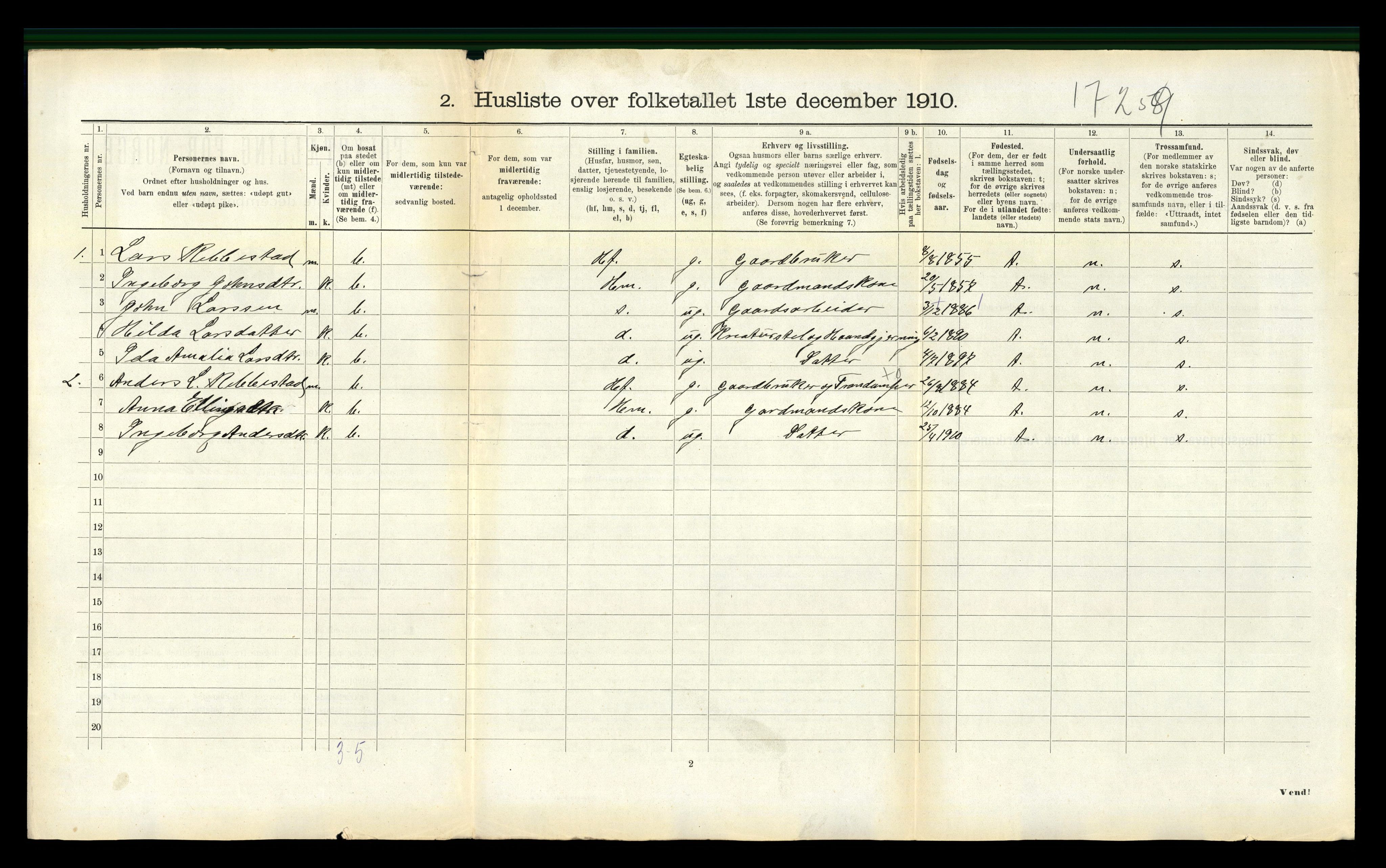 RA, 1910 census for Ørsta, 1910, p. 539