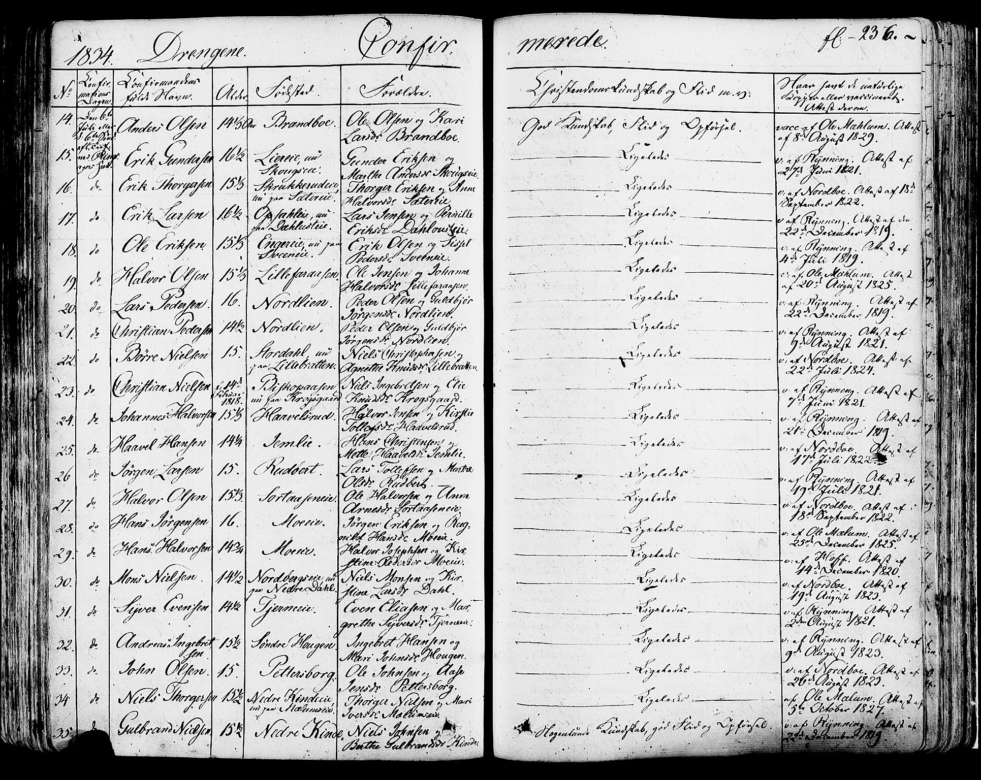 Ringsaker prestekontor, SAH/PREST-014/K/Ka/L0007: Parish register (official) no. 7A, 1826-1837, p. 236