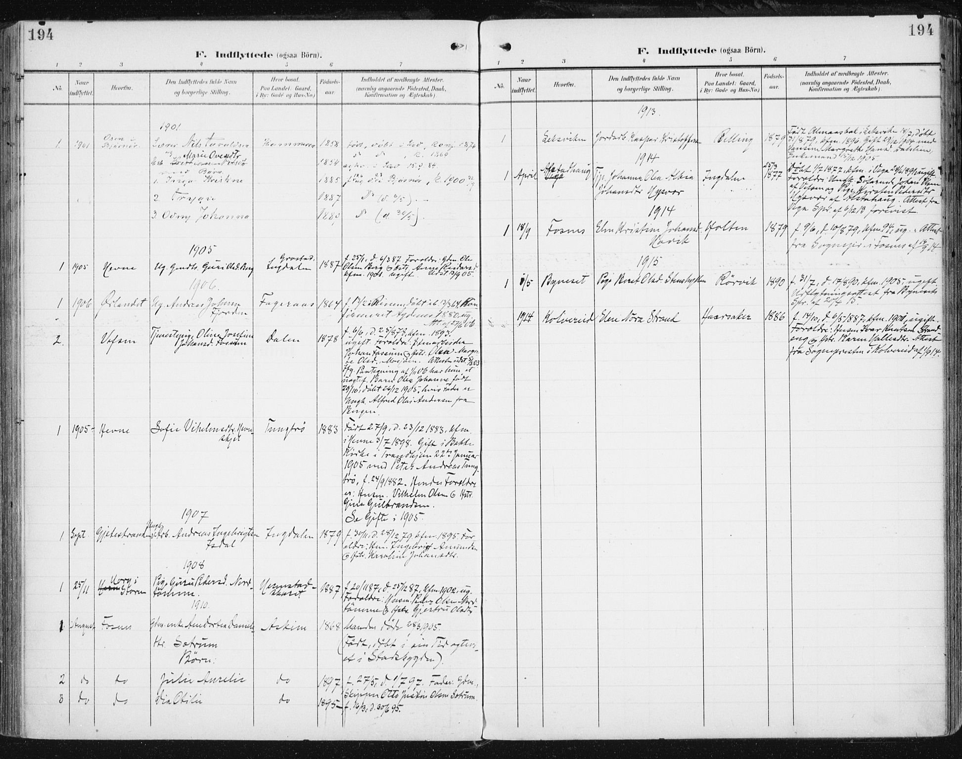 Ministerialprotokoller, klokkerbøker og fødselsregistre - Sør-Trøndelag, SAT/A-1456/646/L0616: Parish register (official) no. 646A14, 1900-1918, p. 194