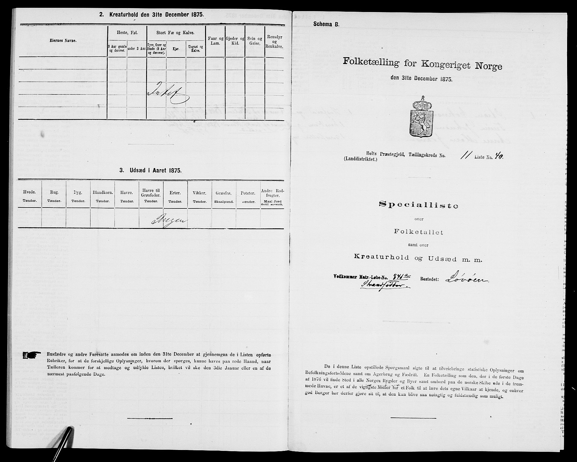 SAK, 1875 census for 0914L Holt/Holt, 1875, p. 1485