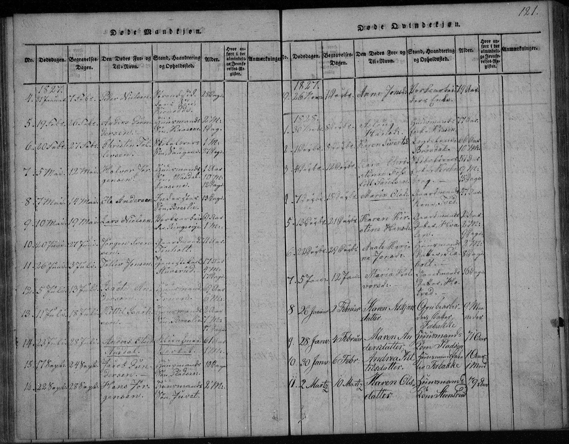 Holla kirkebøker, AV/SAKO-A-272/F/Fa/L0003: Parish register (official) no. 3, 1815-1830, p. 121