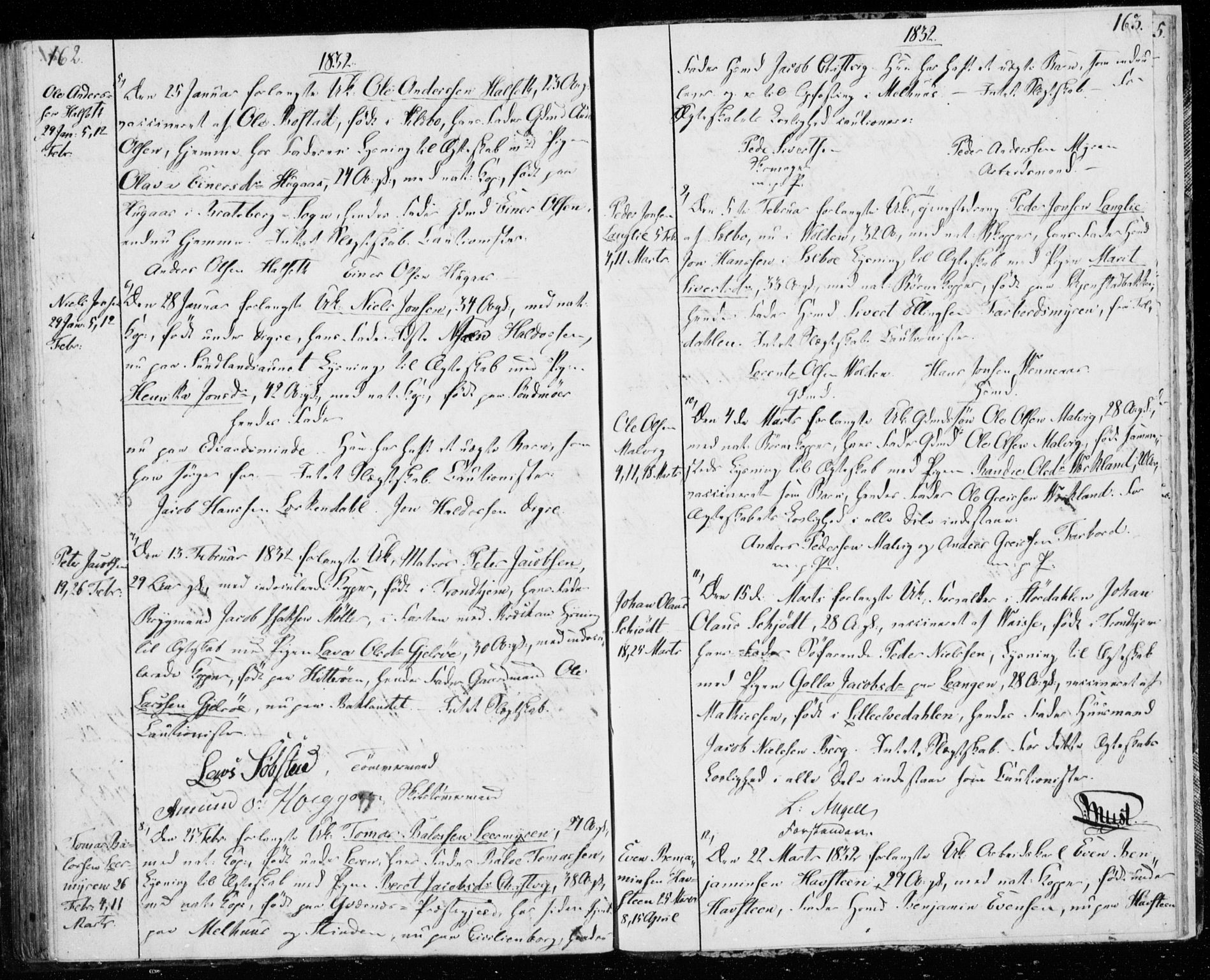 Ministerialprotokoller, klokkerbøker og fødselsregistre - Sør-Trøndelag, SAT/A-1456/606/L0295: Banns register no. 606A10, 1815-1833, p. 162-163