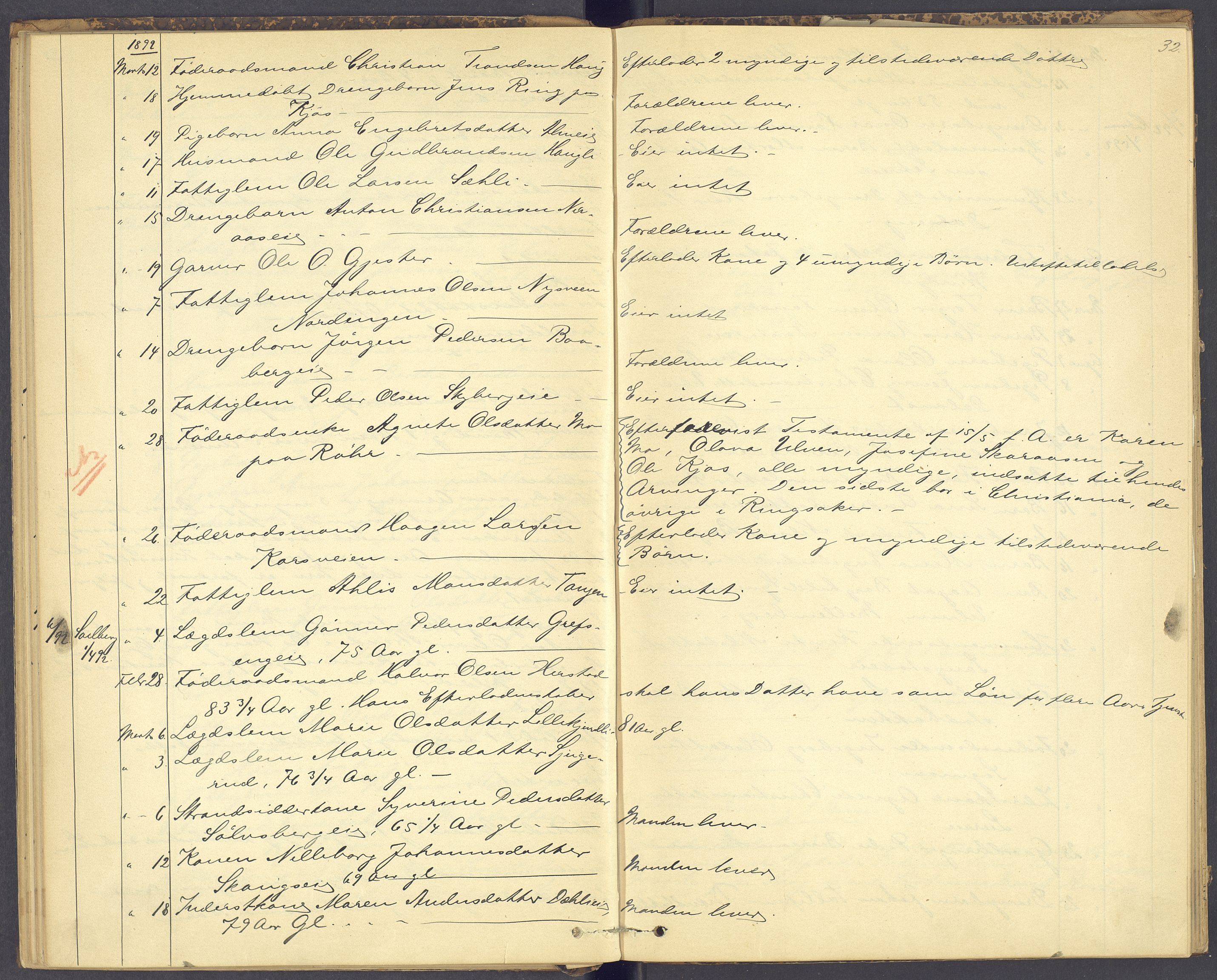 Nord-Hedmark sorenskriveri, AV/SAH-TING-012/J/Ji/L0003: Dødsfallsprotokoll, 1889-1895, p. 32