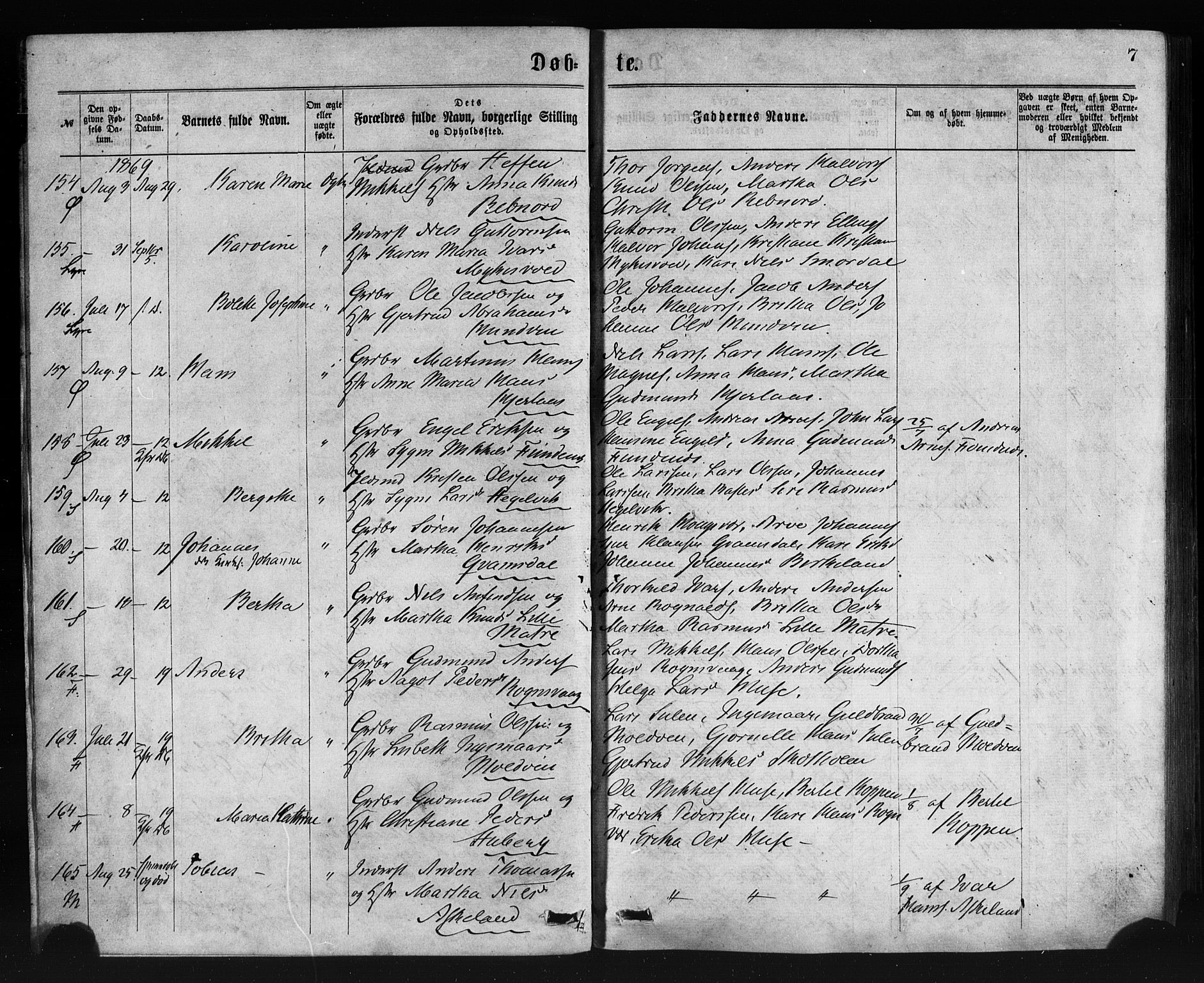 Lindås Sokneprestembete, SAB/A-76701/H/Haa: Parish register (official) no. A 18, 1869-1885, p. 7