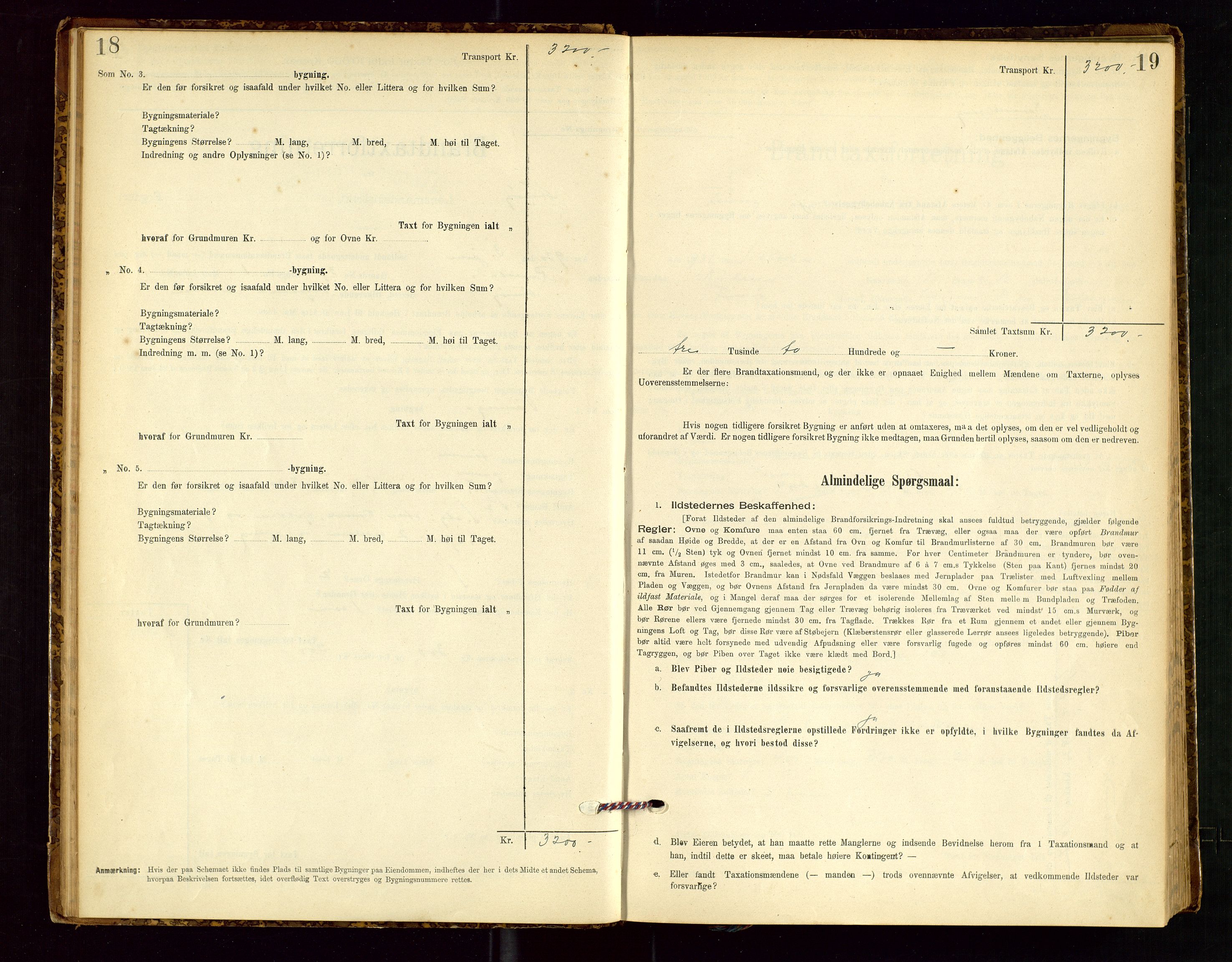 Finnøy lensmannskontor, SAST/A-100442/Goa/L0003: Branntakstprotokoll - skjemaprotokoll, 1896-1954, p. 18-19