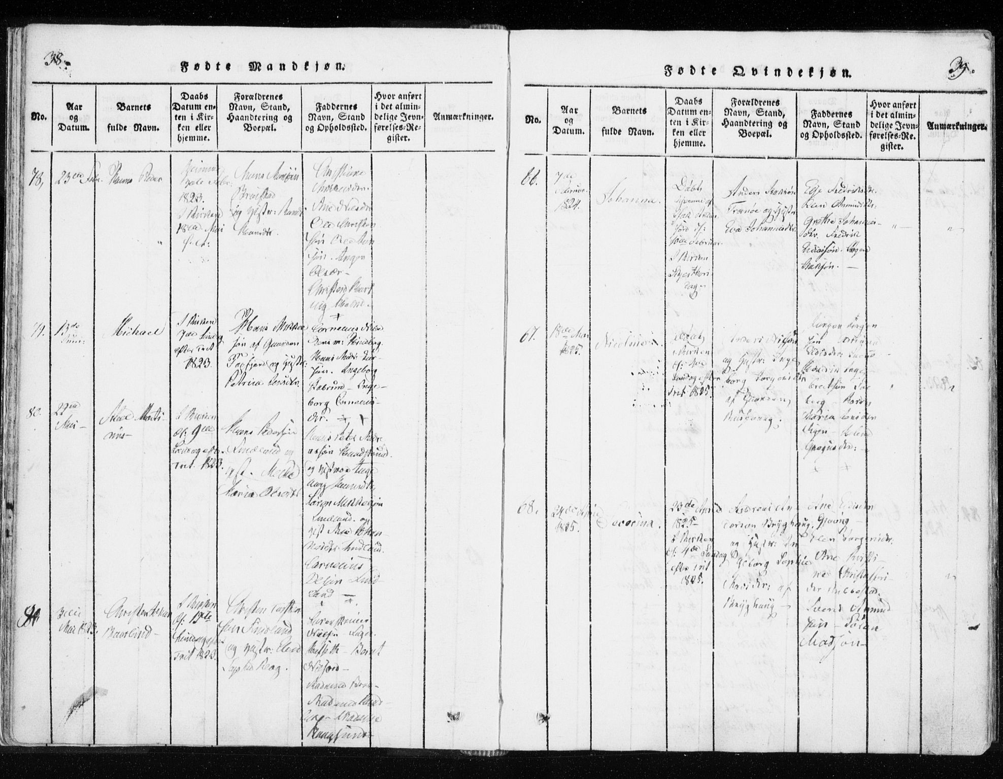 Tranøy sokneprestkontor, SATØ/S-1313/I/Ia/Iaa/L0004kirke: Parish register (official) no. 4, 1820-1829, p. 38-39