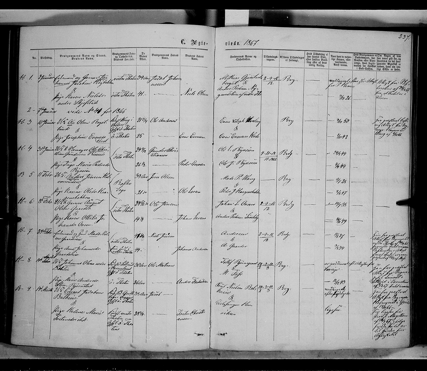 Østre Toten prestekontor, SAH/PREST-104/H/Ha/Haa/L0005: Parish register (official) no. 5, 1866-1877, p. 237