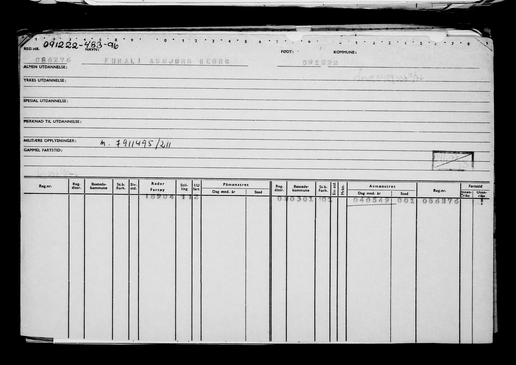 Direktoratet for sjømenn, AV/RA-S-3545/G/Gb/L0213: Hovedkort, 1922, p. 191