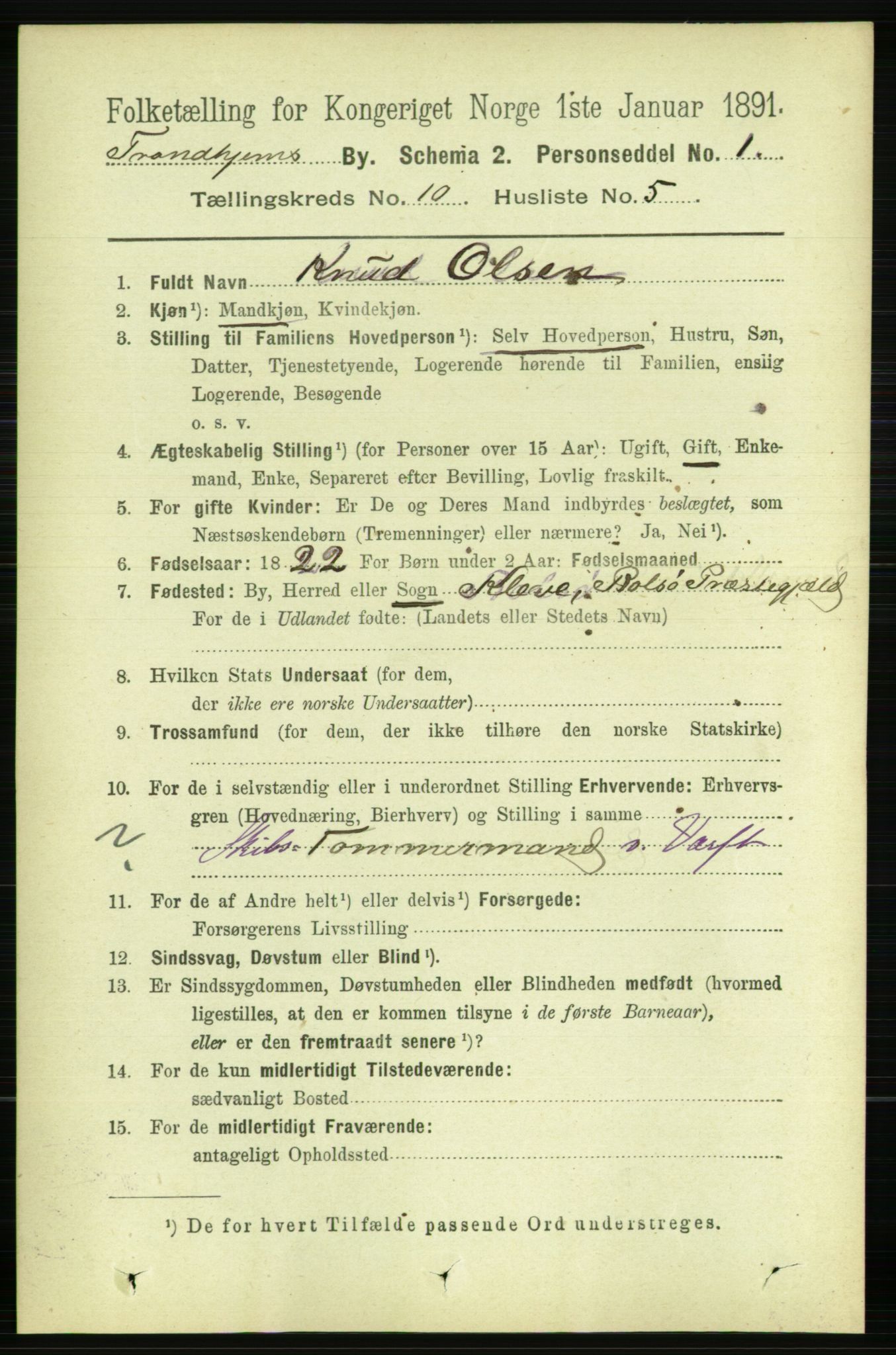 RA, 1891 census for 1601 Trondheim, 1891, p. 8416