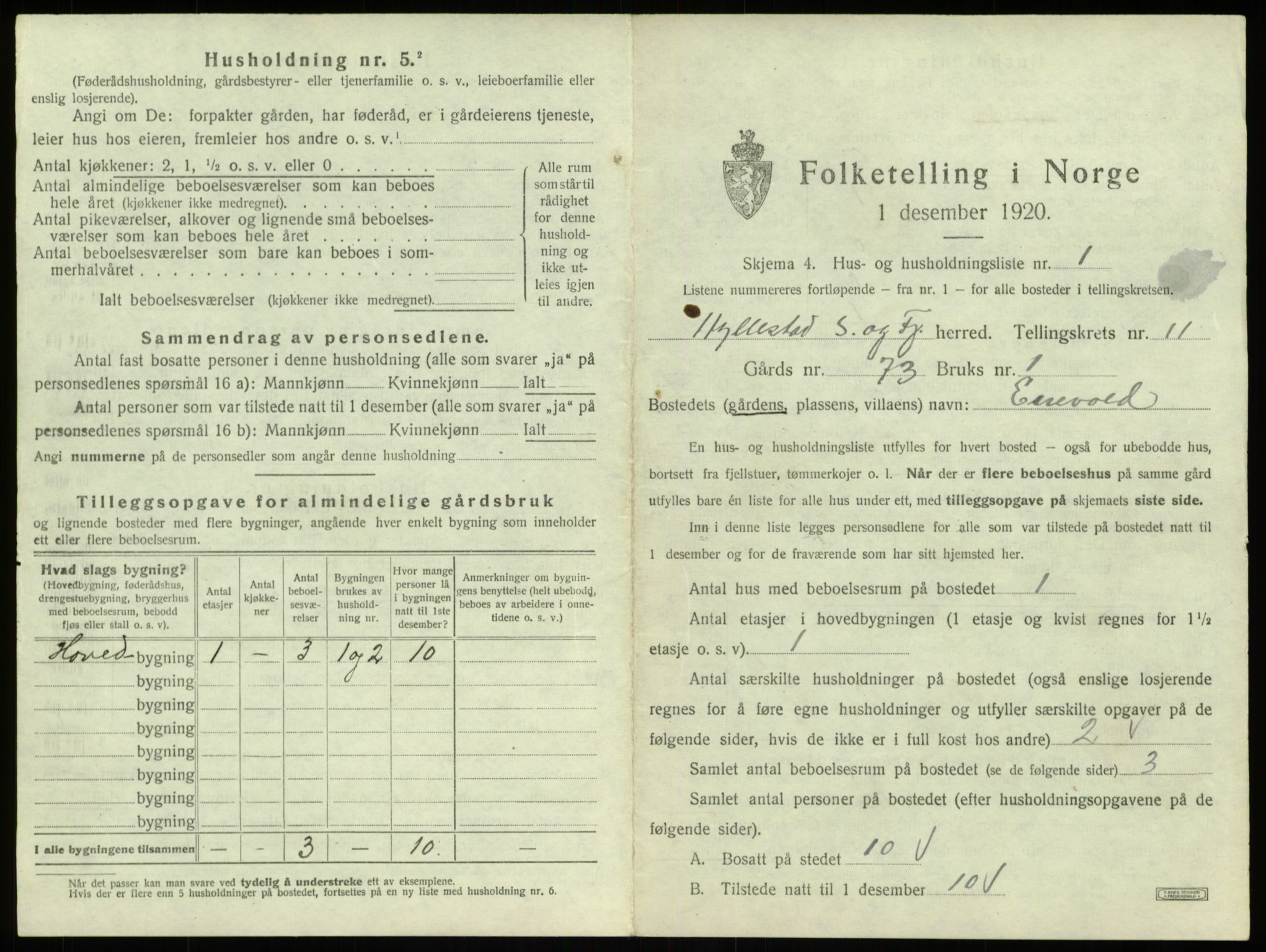 SAB, 1920 census for Hyllestad, 1920, p. 613