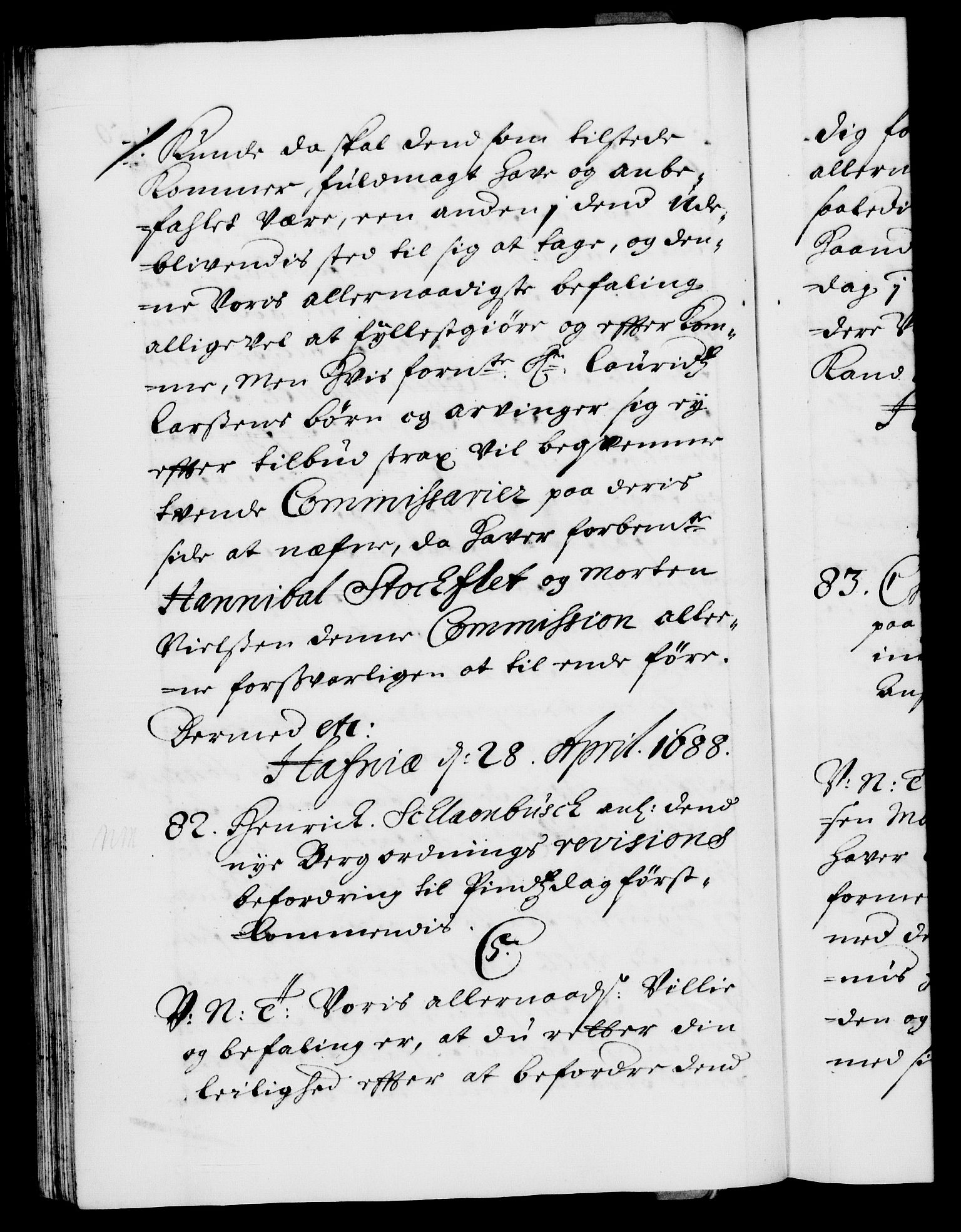 Danske Kanselli 1572-1799, RA/EA-3023/F/Fc/Fca/Fcab/L0014: Norske tegnelser (mikrofilm), 1688-1691, p. 59b
