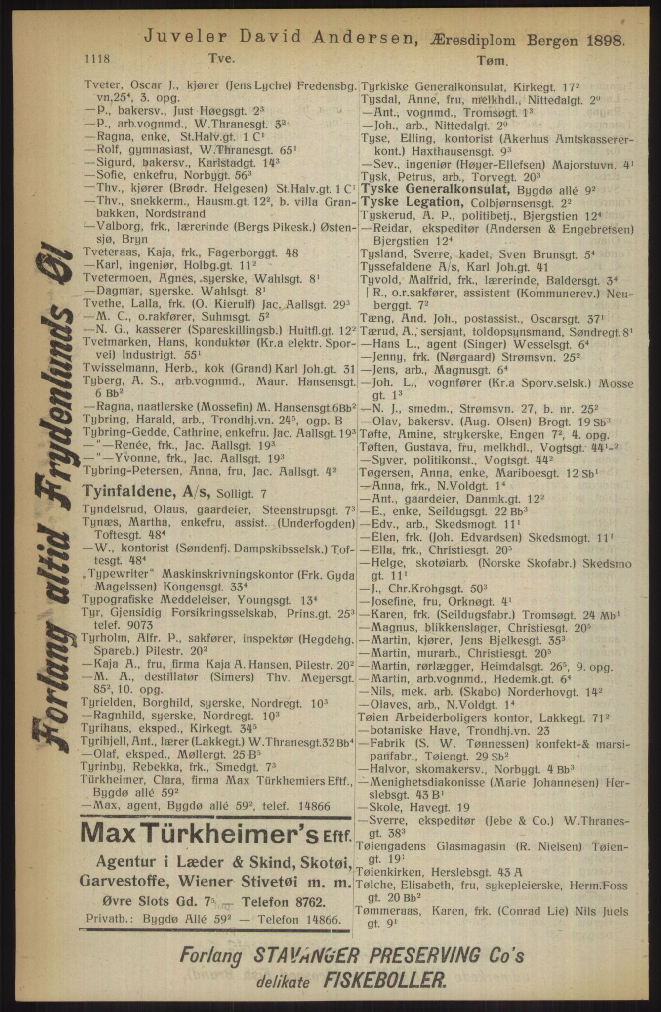 Kristiania/Oslo adressebok, PUBL/-, 1914, p. 1118