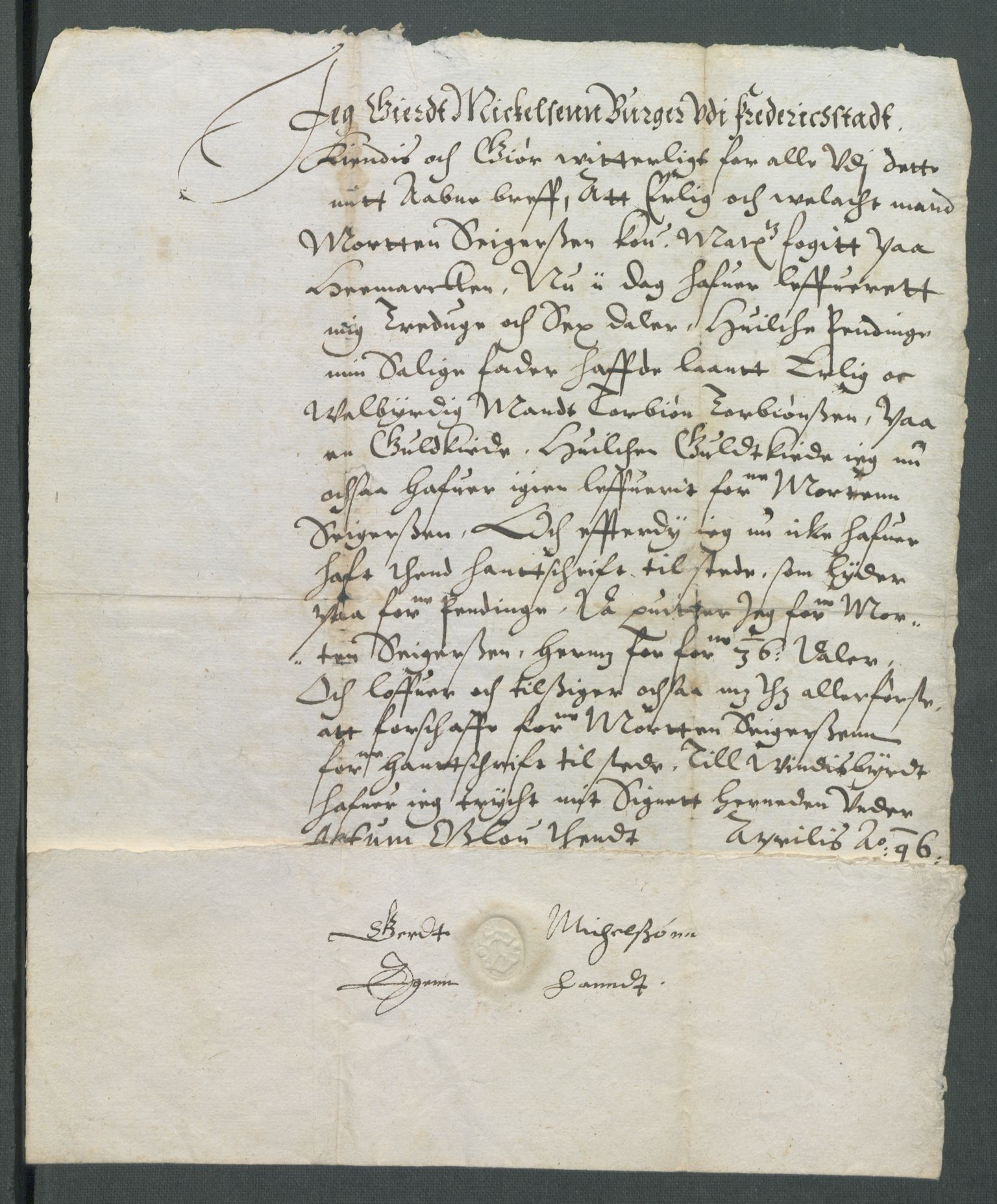 Riksarkivets diplomsamling, AV/RA-EA-5965/F02/L0101: Dokumenter, 1596, p. 25