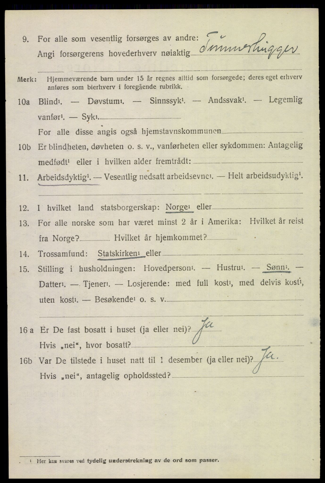 SAH, 1920 census for Trysil, 1920, p. 9476