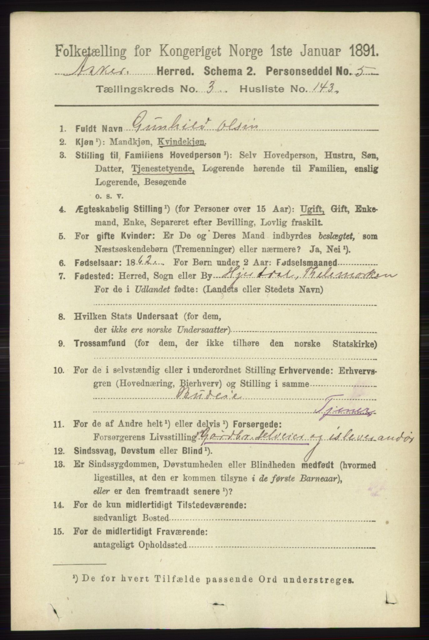 RA, 1891 census for 0220 Asker, 1891, p. 2819