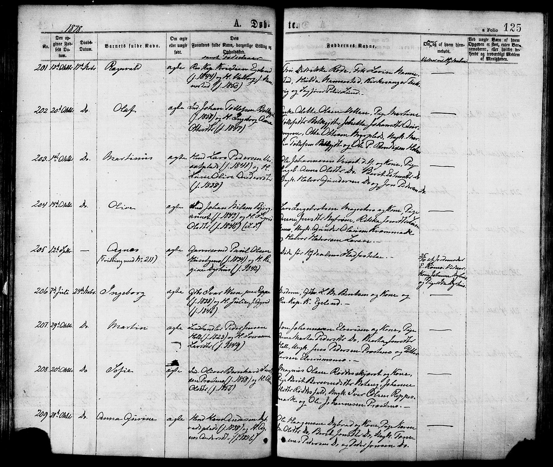 Ministerialprotokoller, klokkerbøker og fødselsregistre - Nord-Trøndelag, AV/SAT-A-1458/709/L0076: Parish register (official) no. 709A16, 1871-1879, p. 125