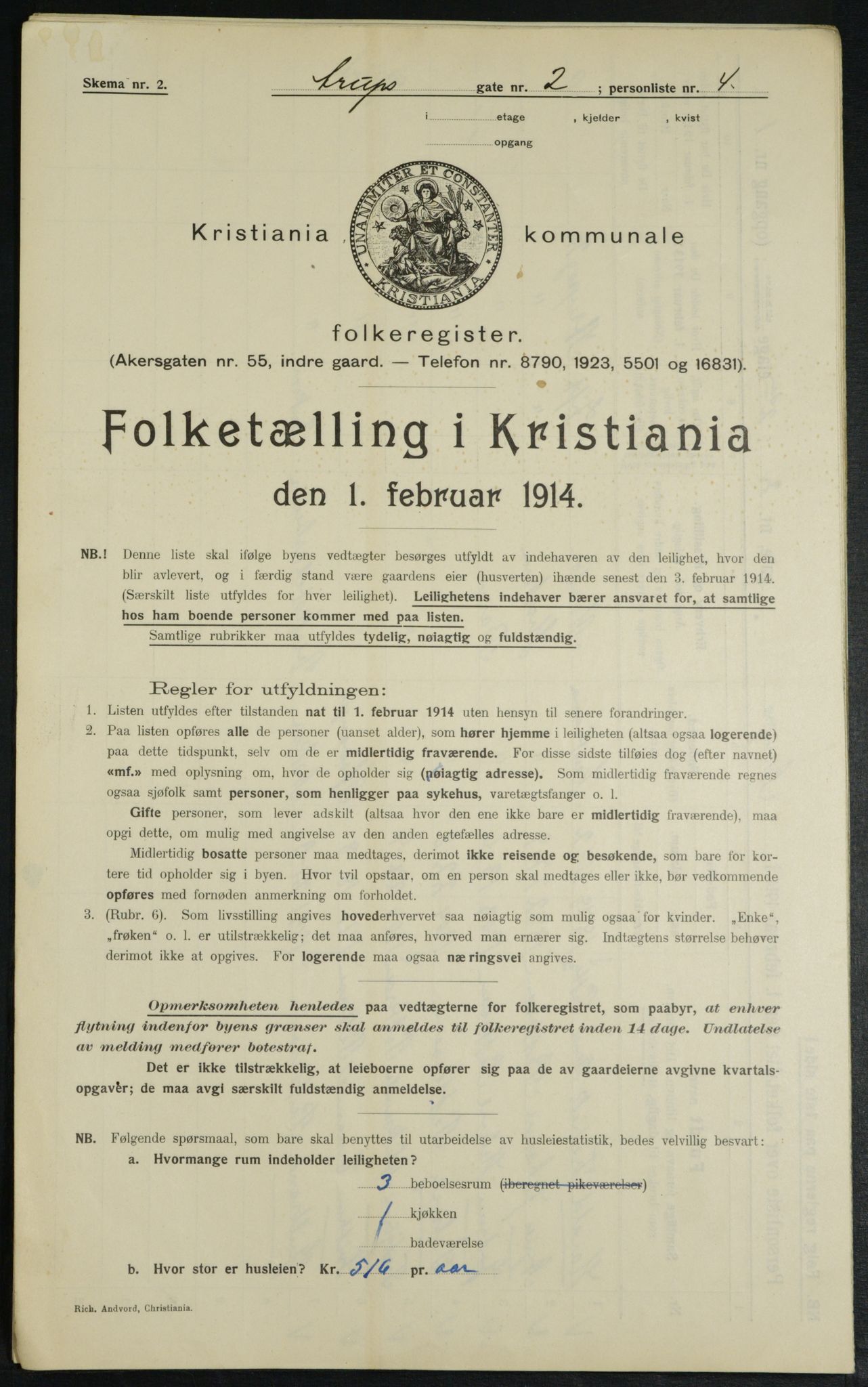 OBA, Municipal Census 1914 for Kristiania, 1914, p. 2171