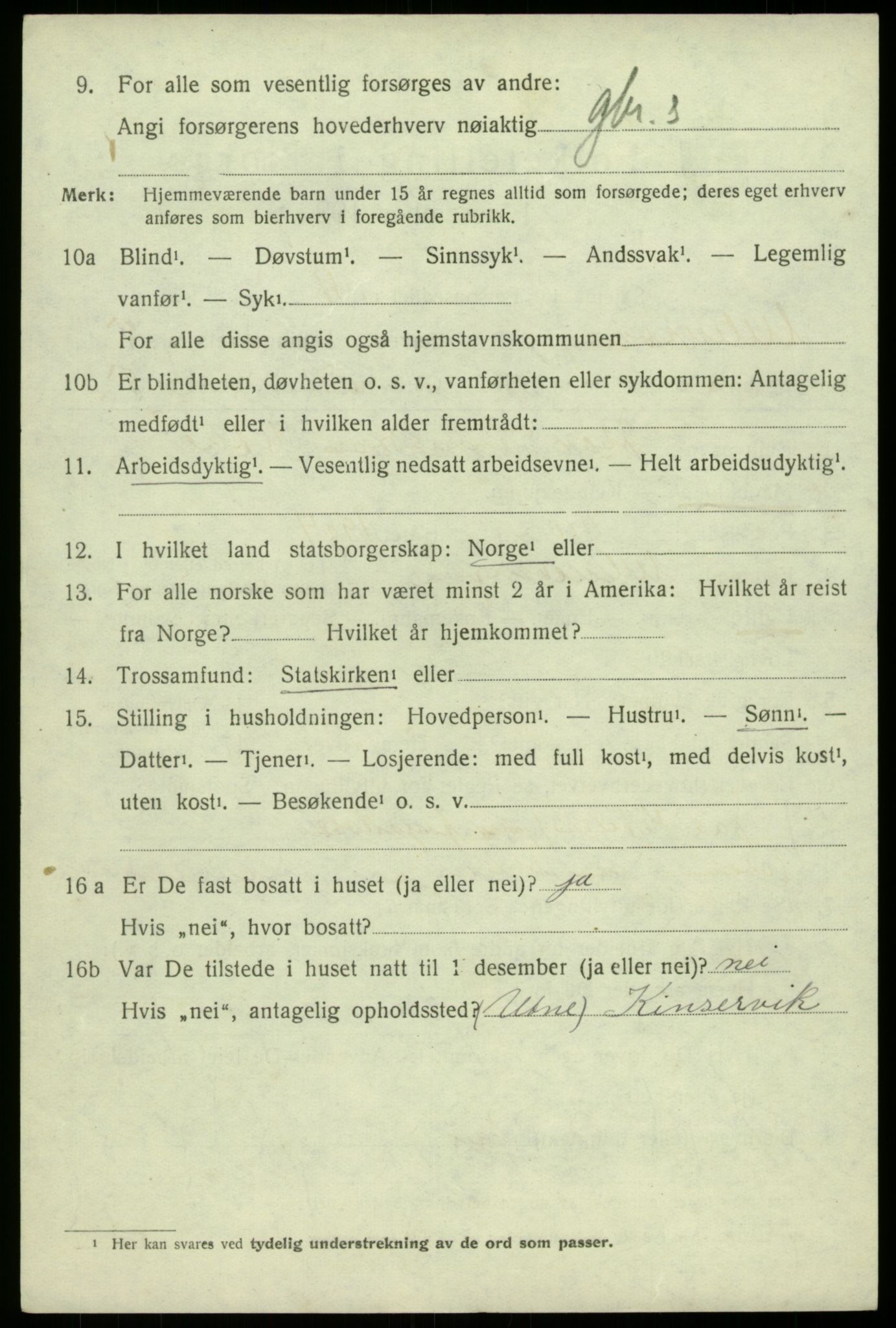 SAB, 1920 census for Ullensvang, 1920, p. 2357