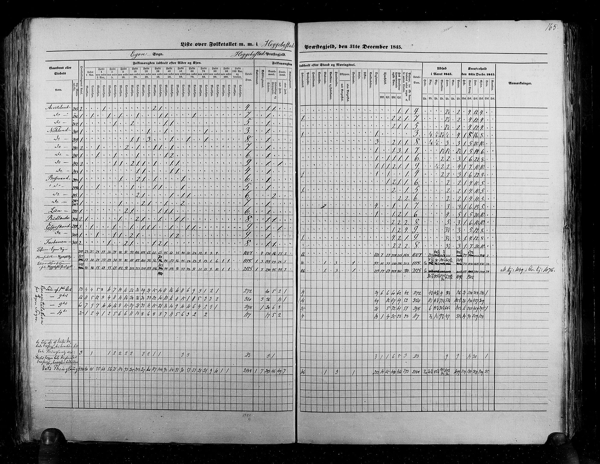 RA, Census 1845, vol. 6: Lister og Mandal amt og Stavanger amt, 1845, p. 165