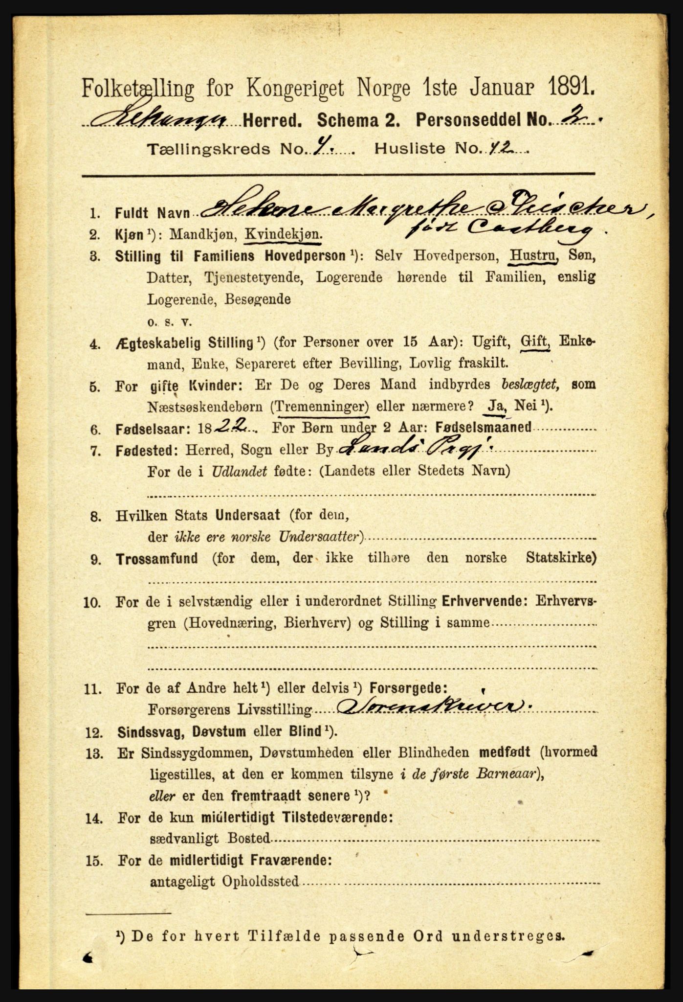 RA, 1891 census for 1419 Leikanger, 1891, p. 825