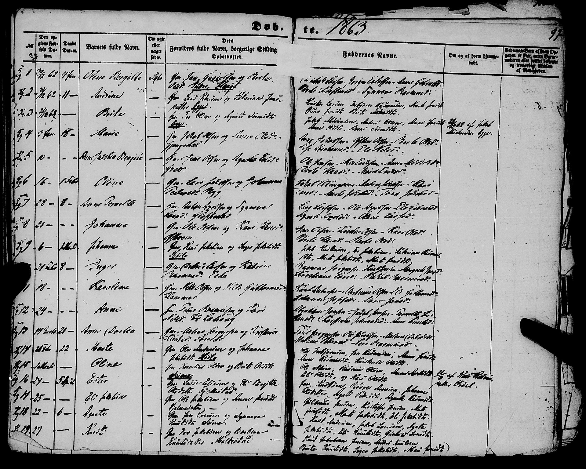 Gloppen sokneprestembete, AV/SAB-A-80101/H/Haa/Haaa/L0009: Parish register (official) no. A 9, 1855-1870, p. 97