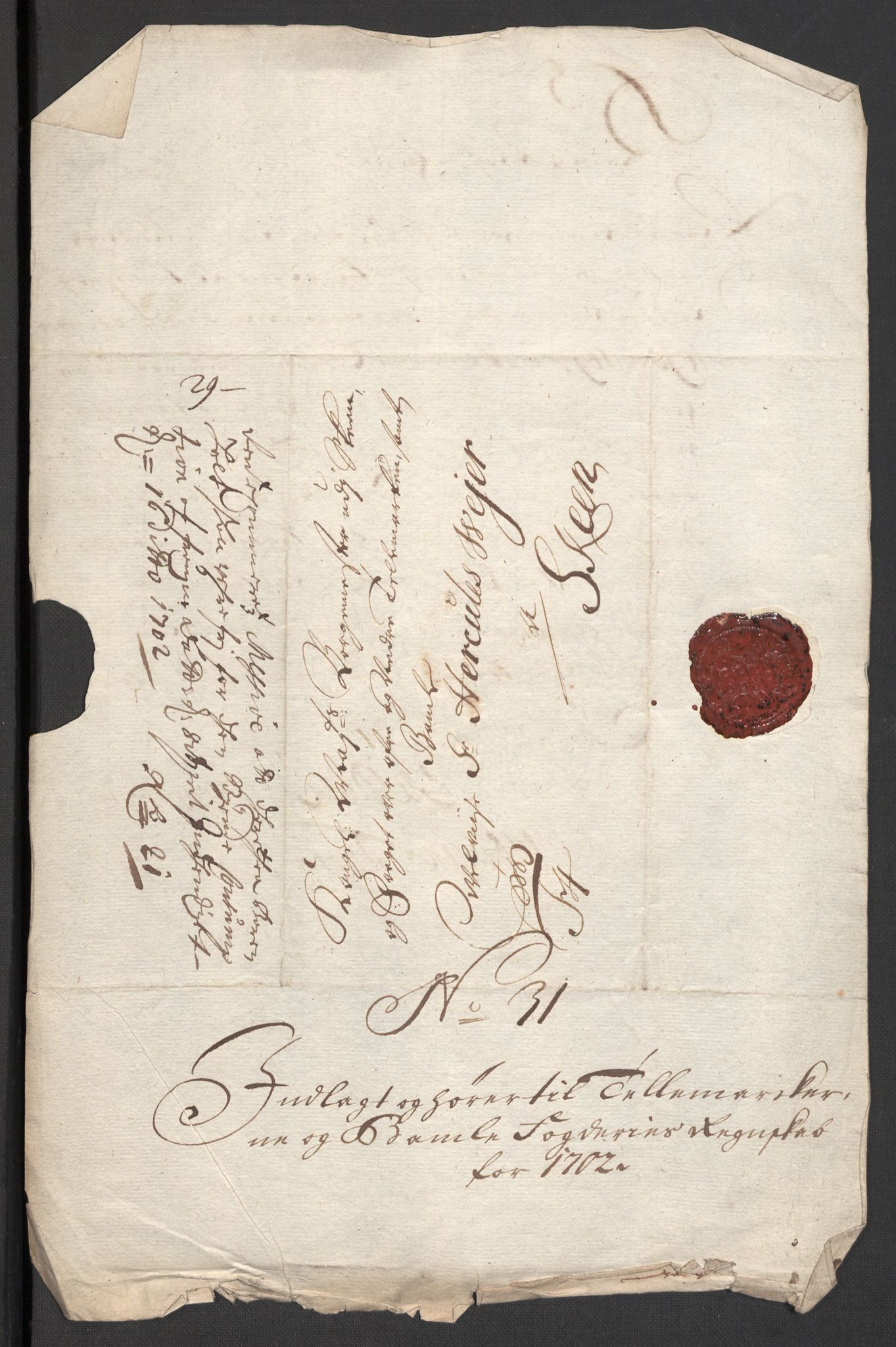 Rentekammeret inntil 1814, Reviderte regnskaper, Fogderegnskap, AV/RA-EA-4092/R36/L2107: Fogderegnskap Øvre og Nedre Telemark og Bamble, 1702, p. 373