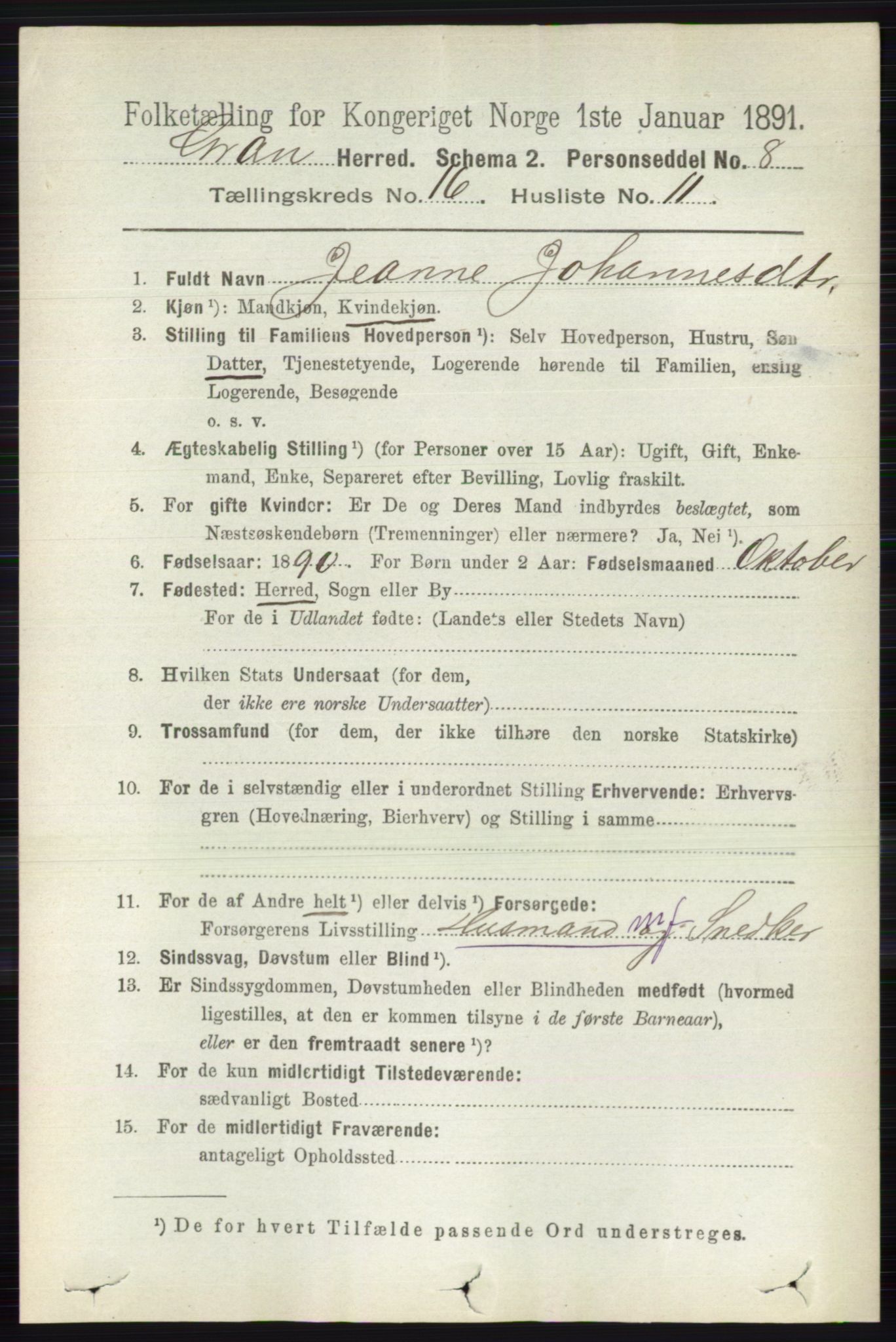 RA, 1891 census for 0534 Gran, 1891, p. 8177