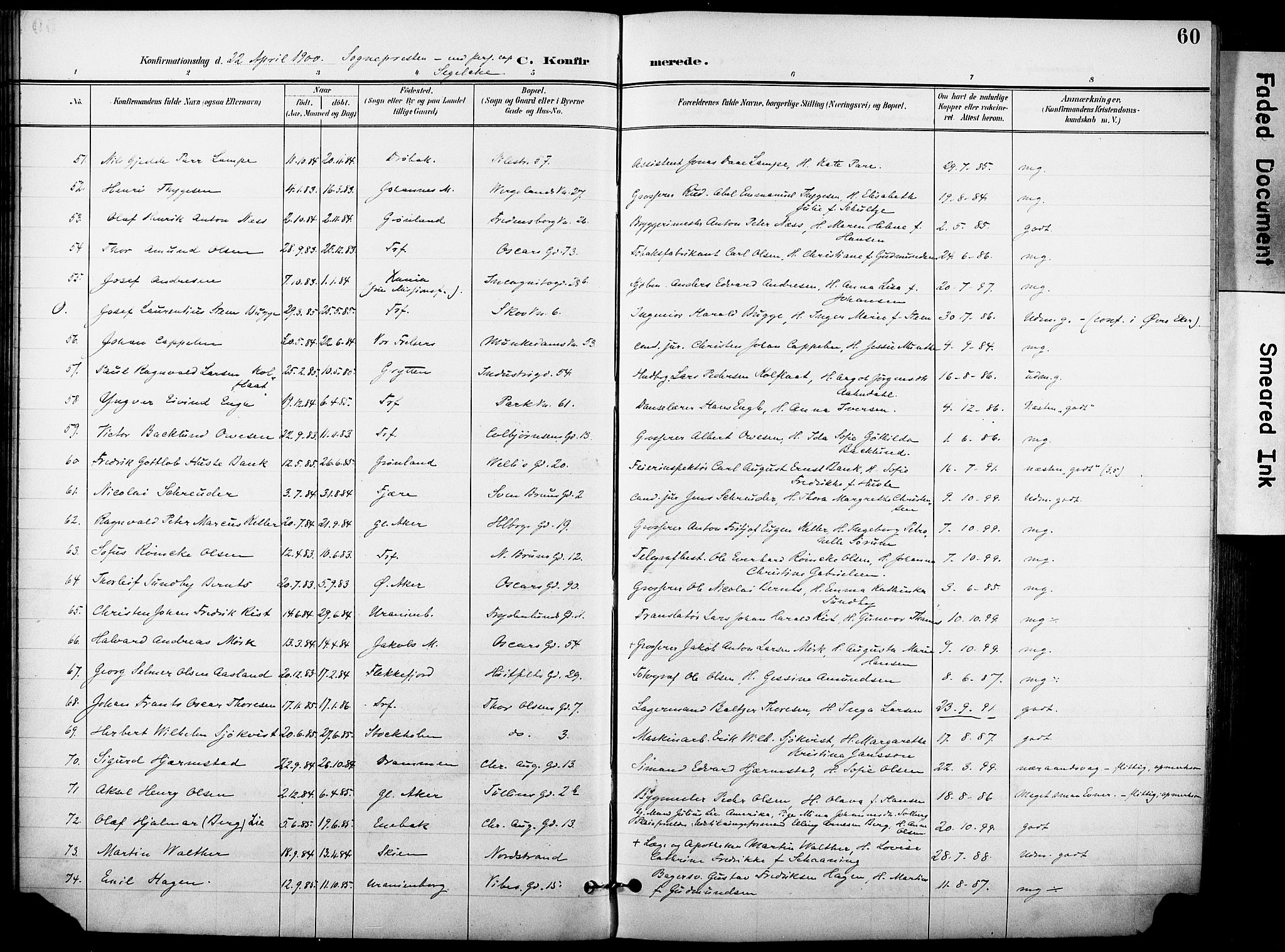 Trefoldighet prestekontor Kirkebøker, AV/SAO-A-10882/F/Fb/L0004: Parish register (official) no. II 4, 1896-1915, p. 60