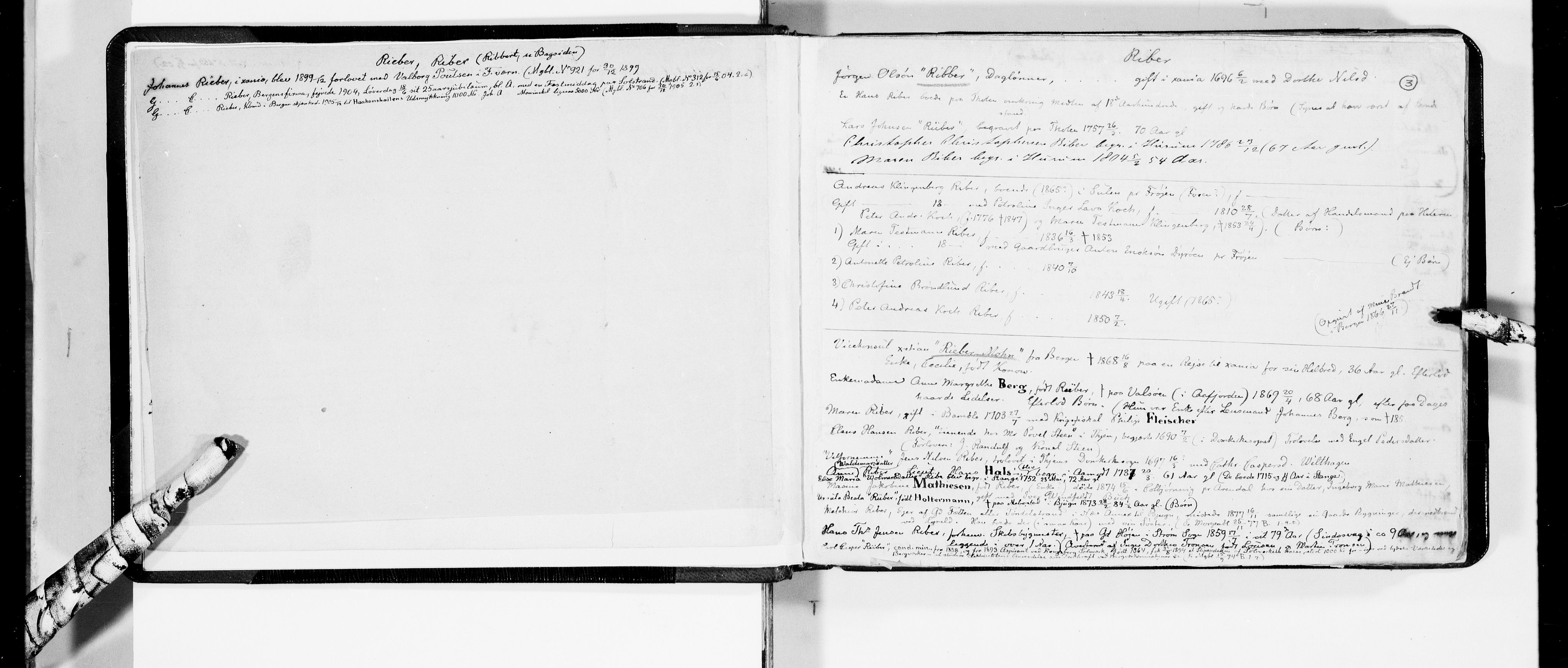 Lassens samlinger, AV/RA-PA-0051/F/Fa/L0035: Personalhistoriske og genealogiske opptegnelser: Rian - Rosum, 1500-1907