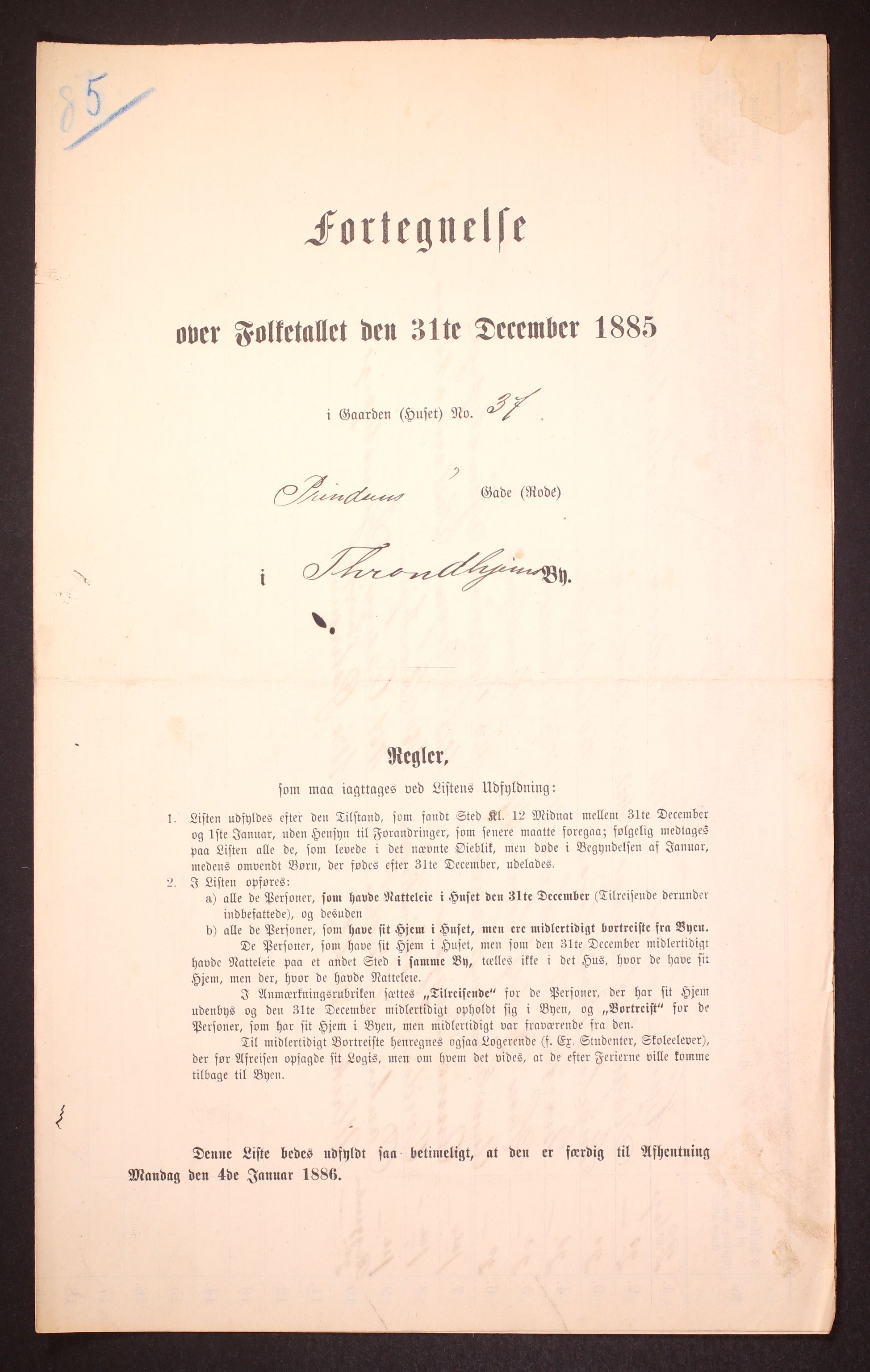 SAT, 1885 census for 1601 Trondheim, 1885, p. 1297