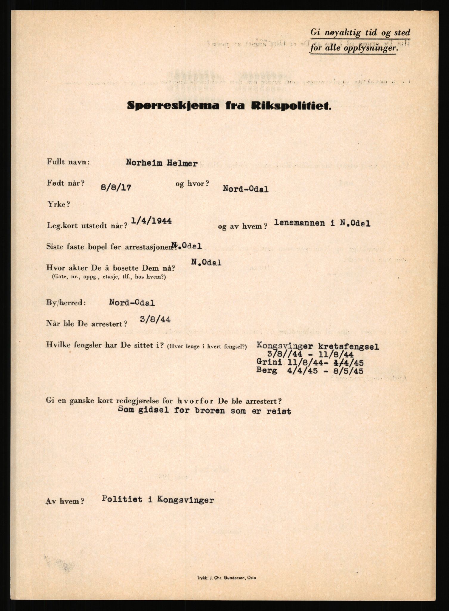 Rikspolitisjefen, AV/RA-S-1560/L/L0012: Mogensen, Øivind - Noraas, Lars, 1940-1945, p. 1096