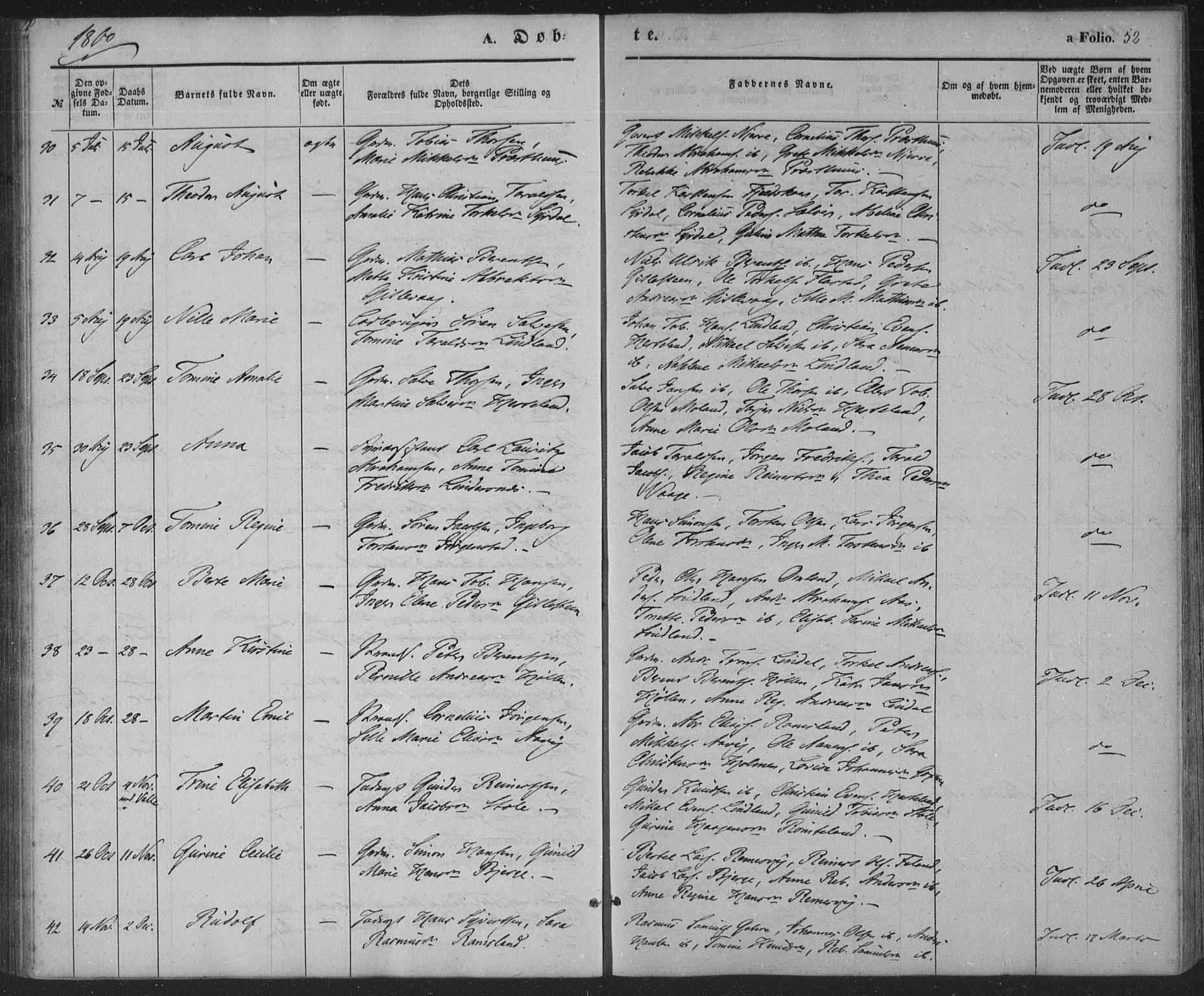 Sør-Audnedal sokneprestkontor, AV/SAK-1111-0039/F/Fa/Faa/L0002: Parish register (official) no. A 2, 1848-1867, p. 52