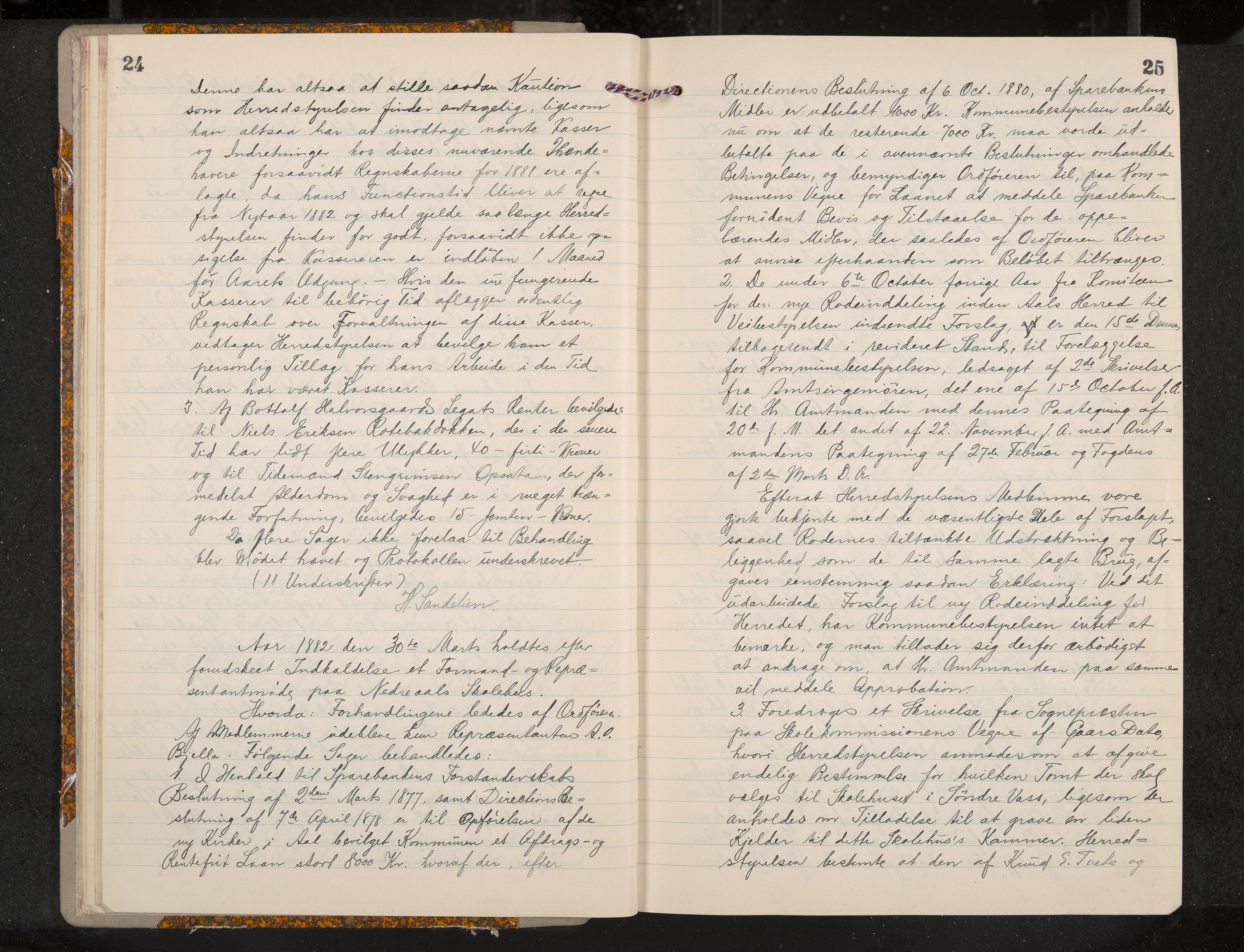 Ål formannskap og sentraladministrasjon, IKAK/0619021/A/Aa/L0004: Utskrift av møtebok, 1881-1901, p. 24-25