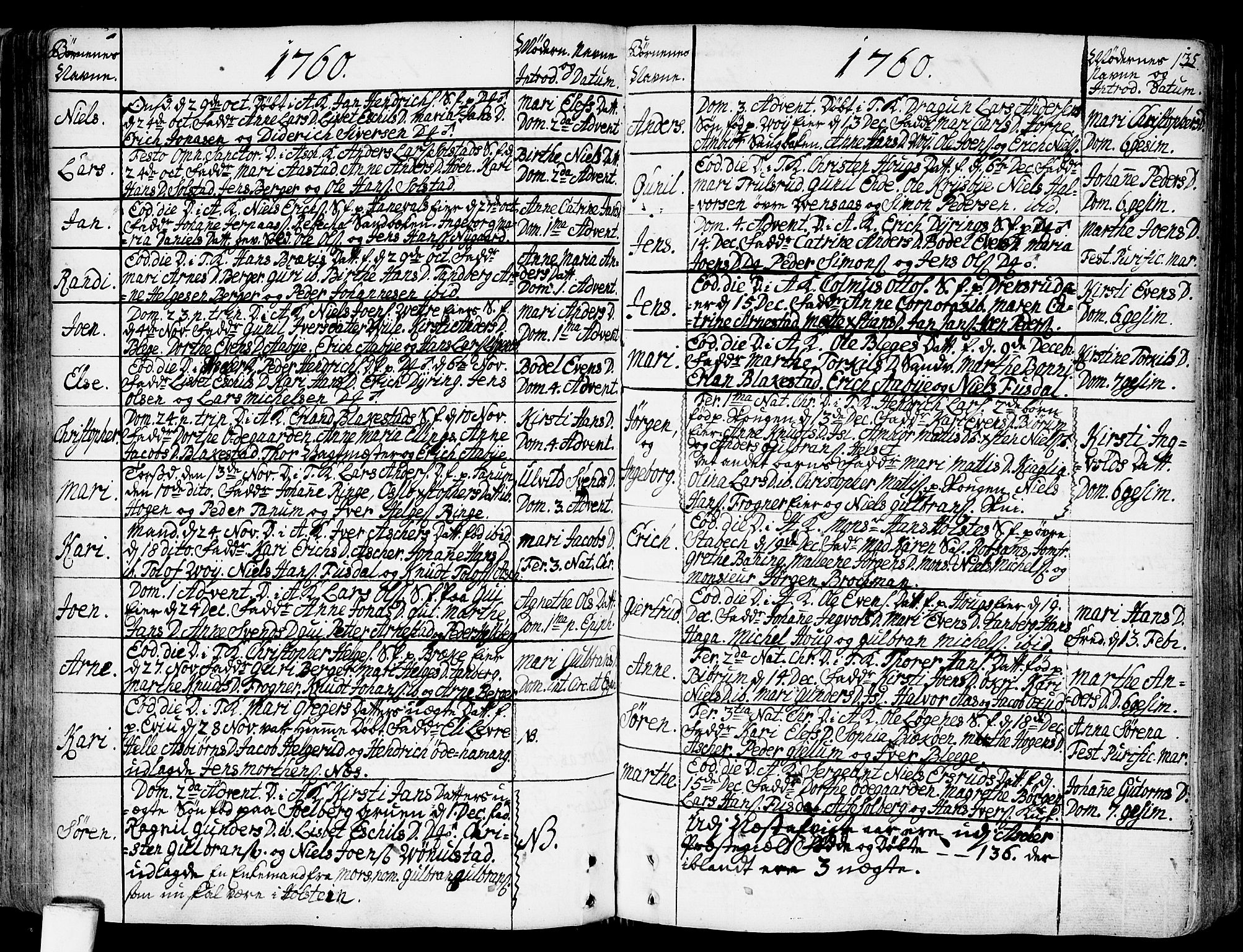 Asker prestekontor Kirkebøker, AV/SAO-A-10256a/F/Fa/L0002: Parish register (official) no. I 2, 1733-1766, p. 135