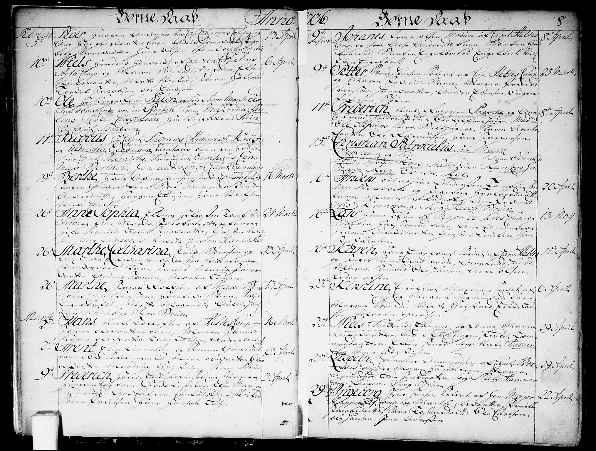 Garnisonsmenigheten Kirkebøker, AV/SAO-A-10846/F/Fa/L0001: Parish register (official) no. 1, 1734-1756, p. 8