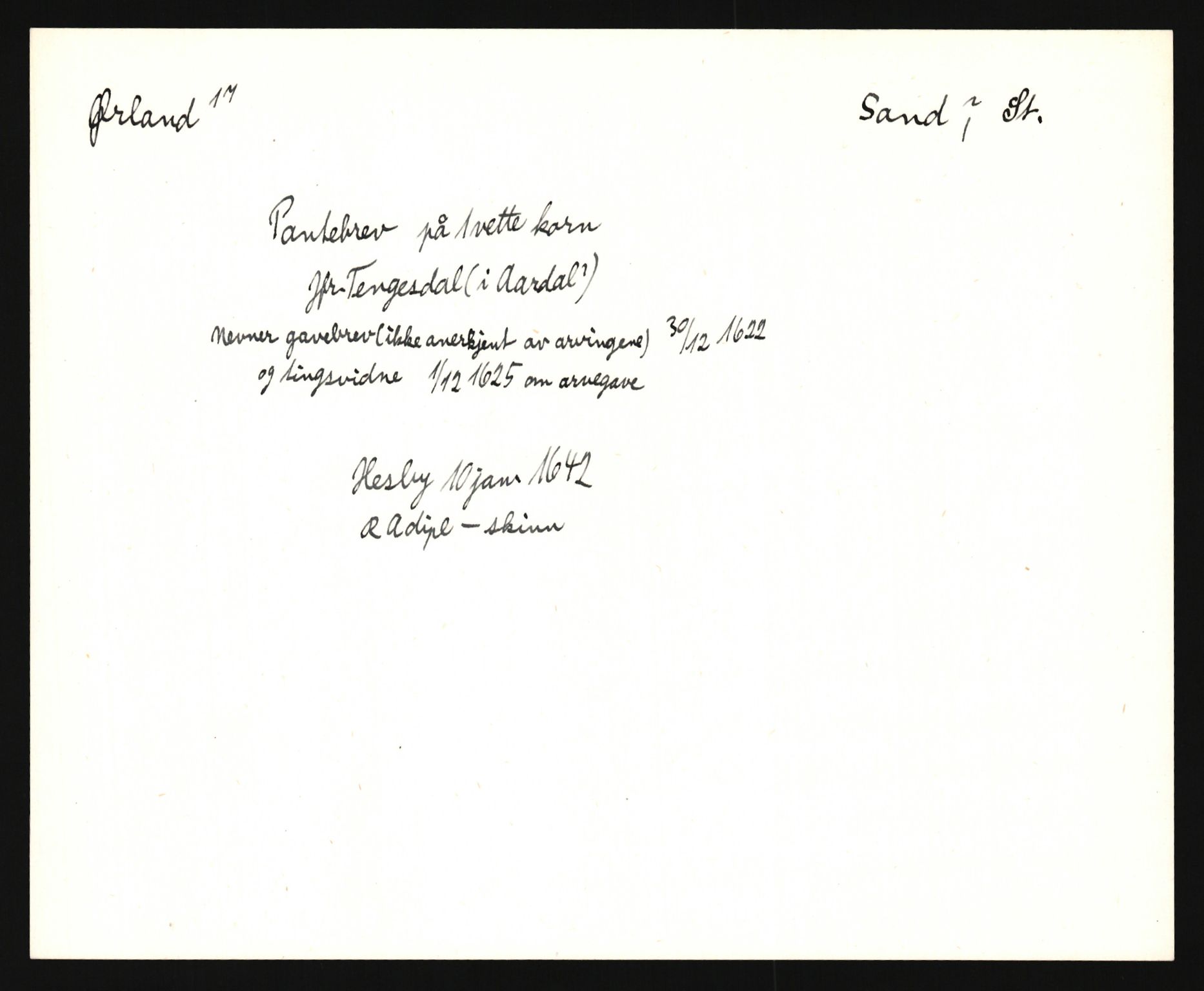 Riksarkivets diplomsamling, AV/RA-EA-5965/F35/F35e/L0027: Registreringssedler Rogaland, 1400-1700, p. 431