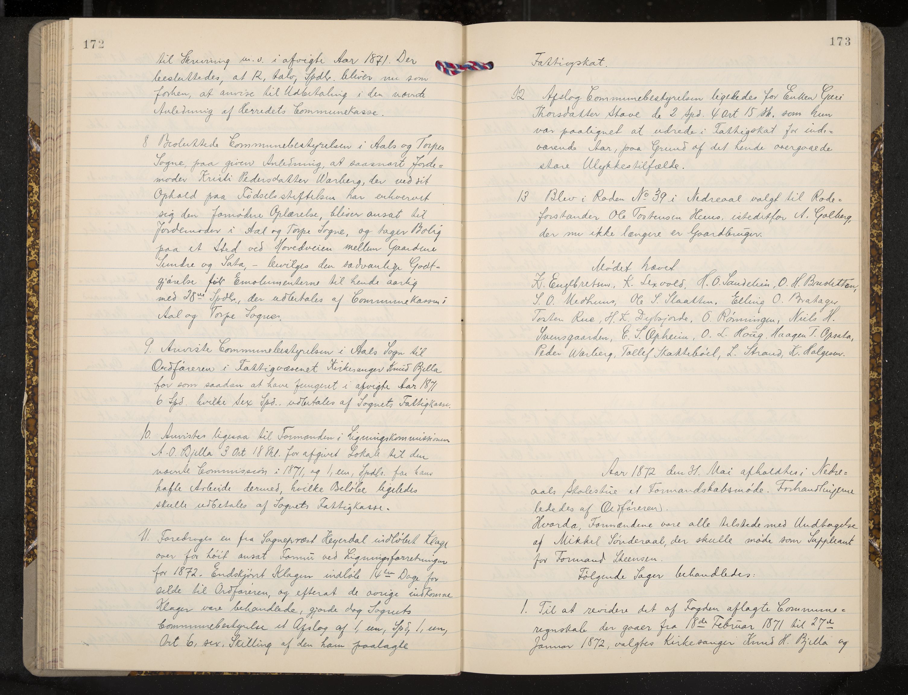 Ål formannskap og sentraladministrasjon, IKAK/0619021/A/Aa/L0003: Utskrift av møtebok, 1864-1880, p. 172-173