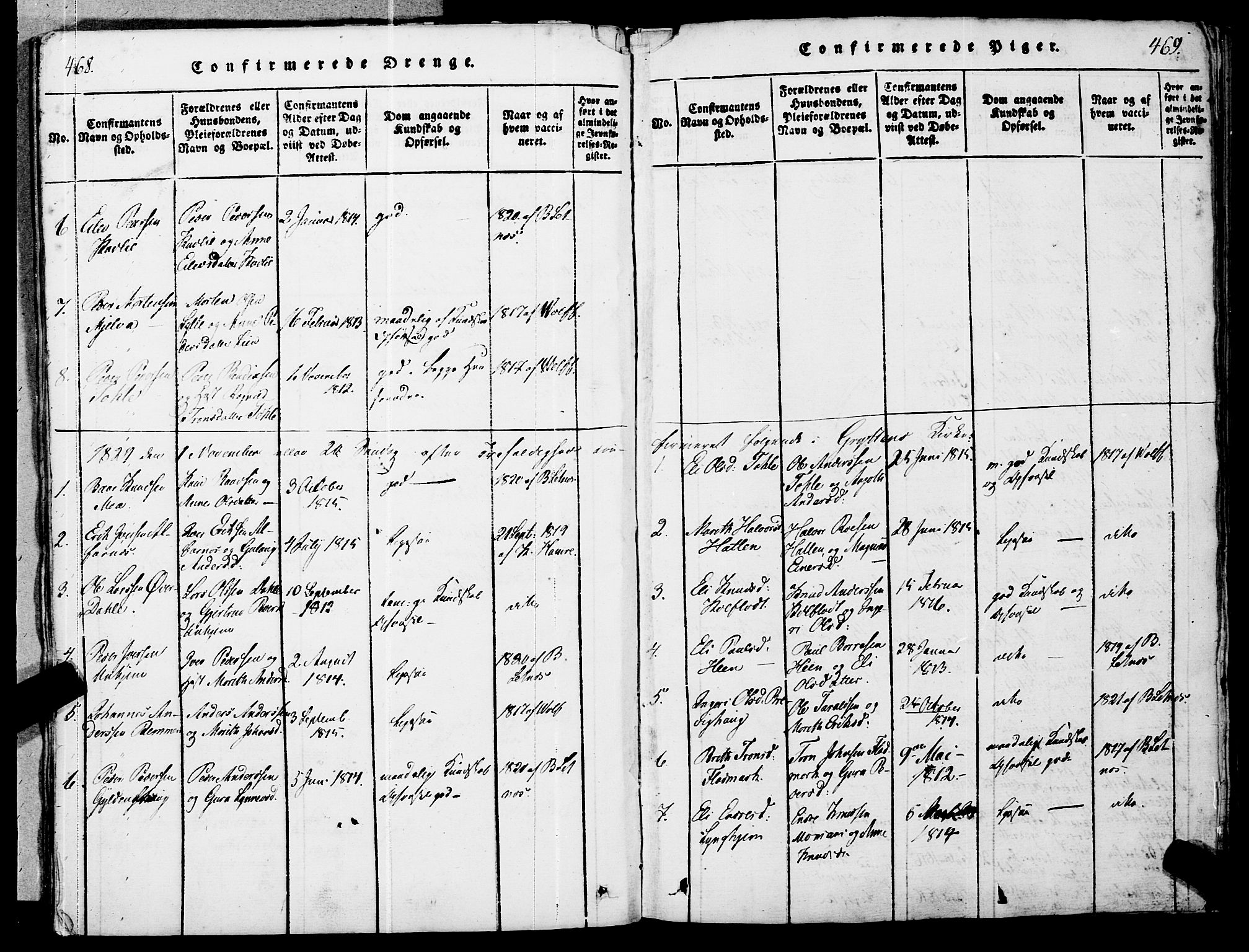 Ministerialprotokoller, klokkerbøker og fødselsregistre - Møre og Romsdal, SAT/A-1454/545/L0585: Parish register (official) no. 545A01, 1818-1853, p. 468-469