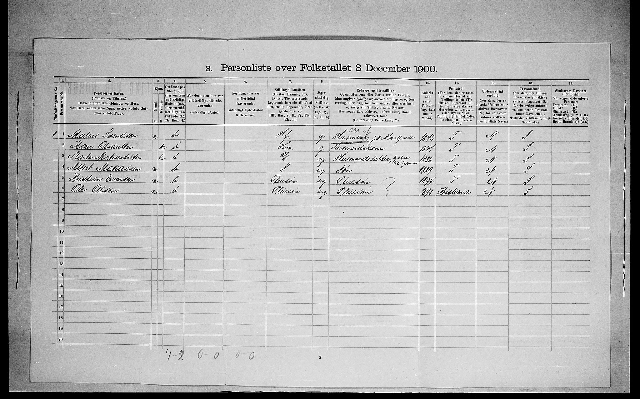 SAH, 1900 census for Ringsaker, 1900, p. 1244