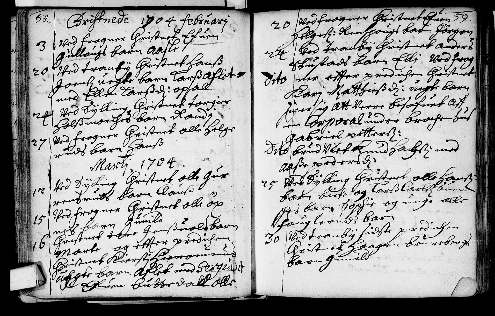 Lier kirkebøker, AV/SAKO-A-230/F/Fa/L0002: Parish register (official) no. I 2, 1701-1726, p. 58-59