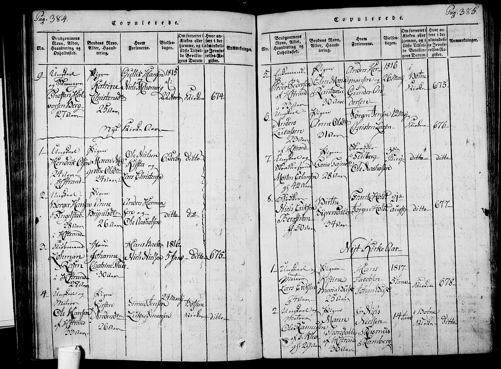 Holmestrand kirkebøker, AV/SAKO-A-346/F/Fa/L0001: Parish register (official) no. 1, 1814-1840, p. 384-385