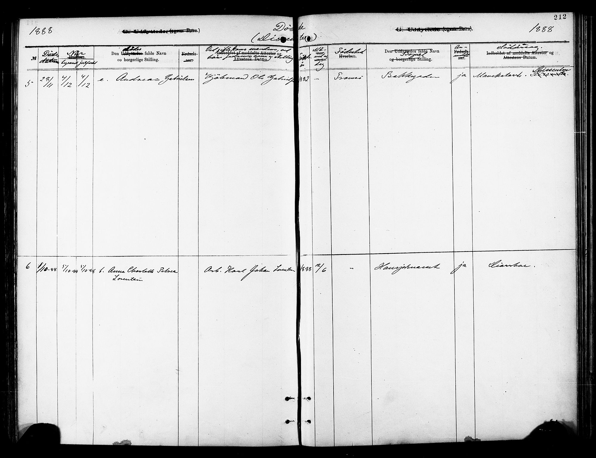 Tromsø sokneprestkontor/stiftsprosti/domprosti, SATØ/S-1343/G/Ga/L0014kirke: Parish register (official) no. 14, 1878-1888, p. 212