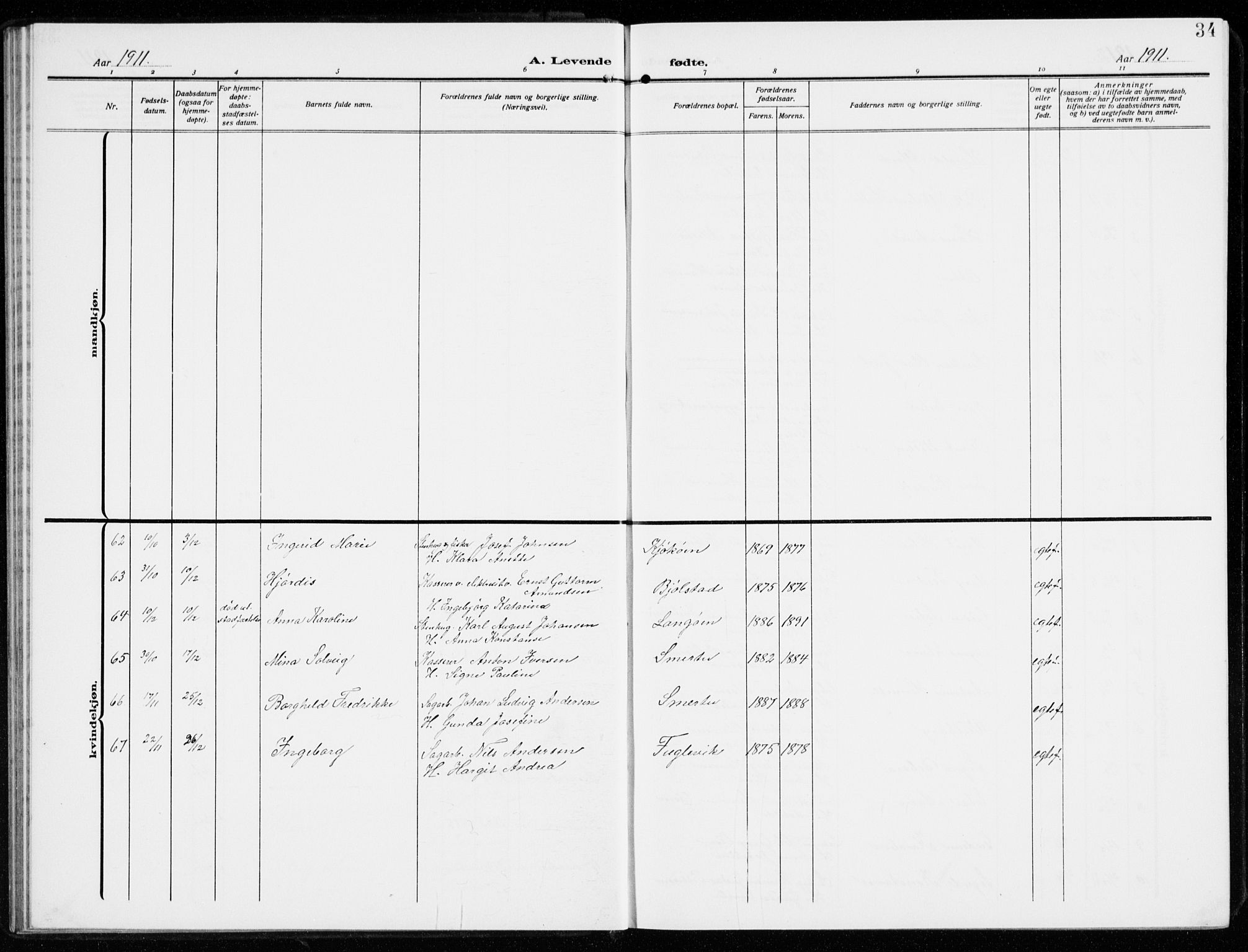 Kråkerøy prestekontor Kirkebøker, AV/SAO-A-10912/G/Ga/L0001: Parish register (copy) no. 1, 1908-1944, p. 34