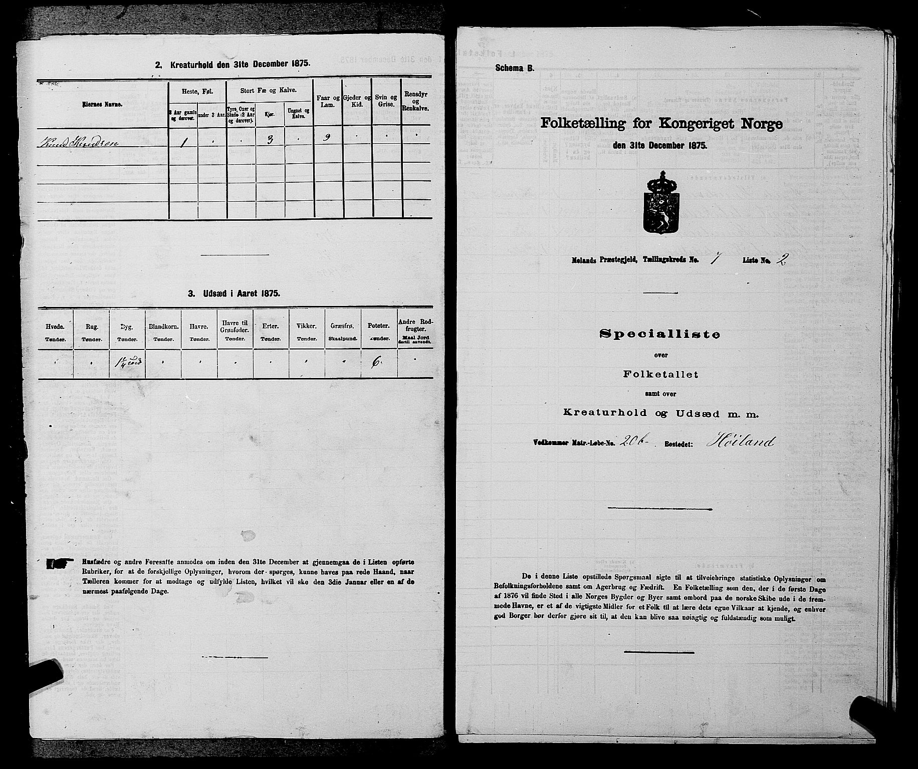 SAKO, 1875 census for 0831P Moland, 1875, p. 623