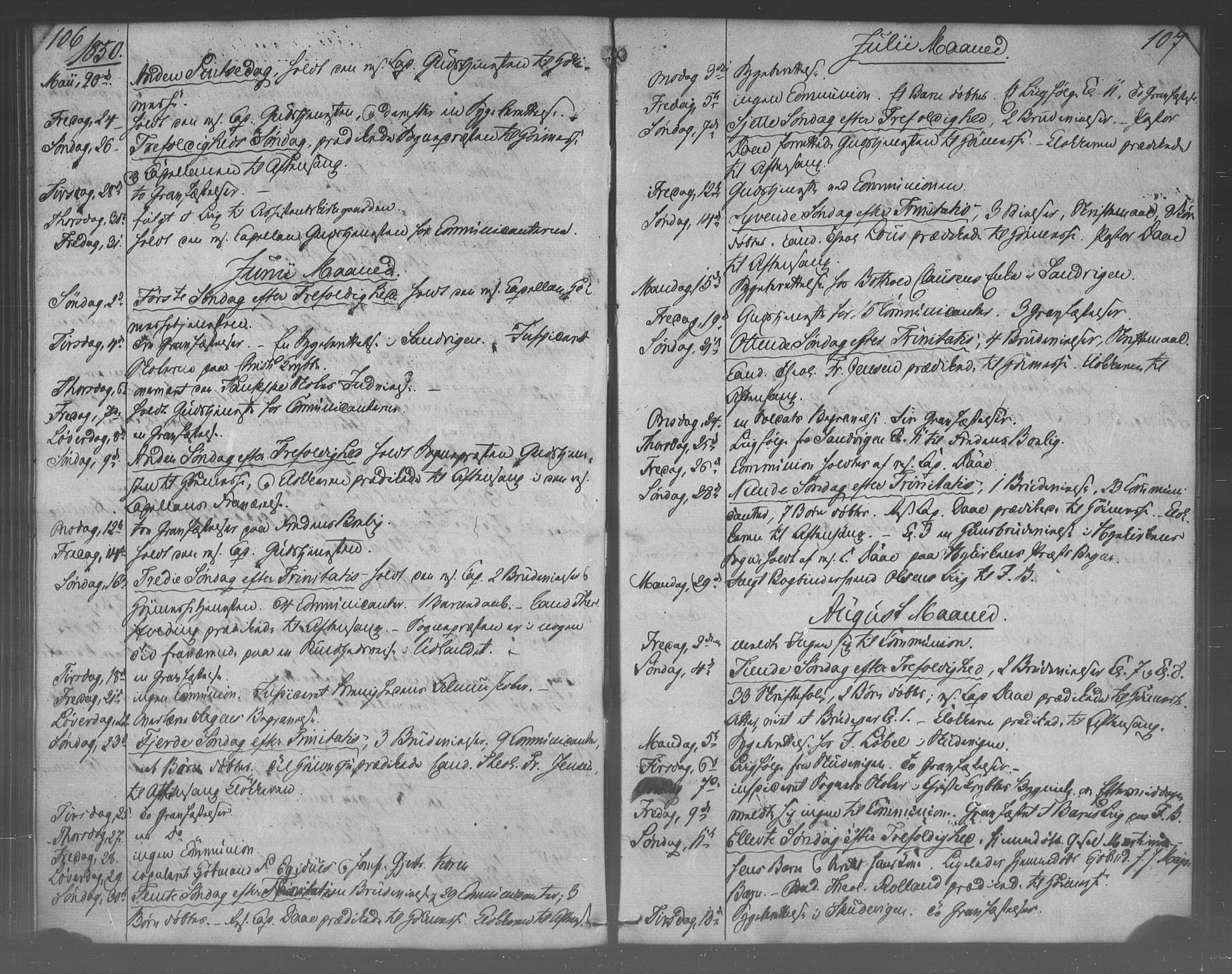 Korskirken sokneprestembete, AV/SAB-A-76101/H/Haa/L0067: Curate's parish register no. A 2, 1844-1854, p. 106-107