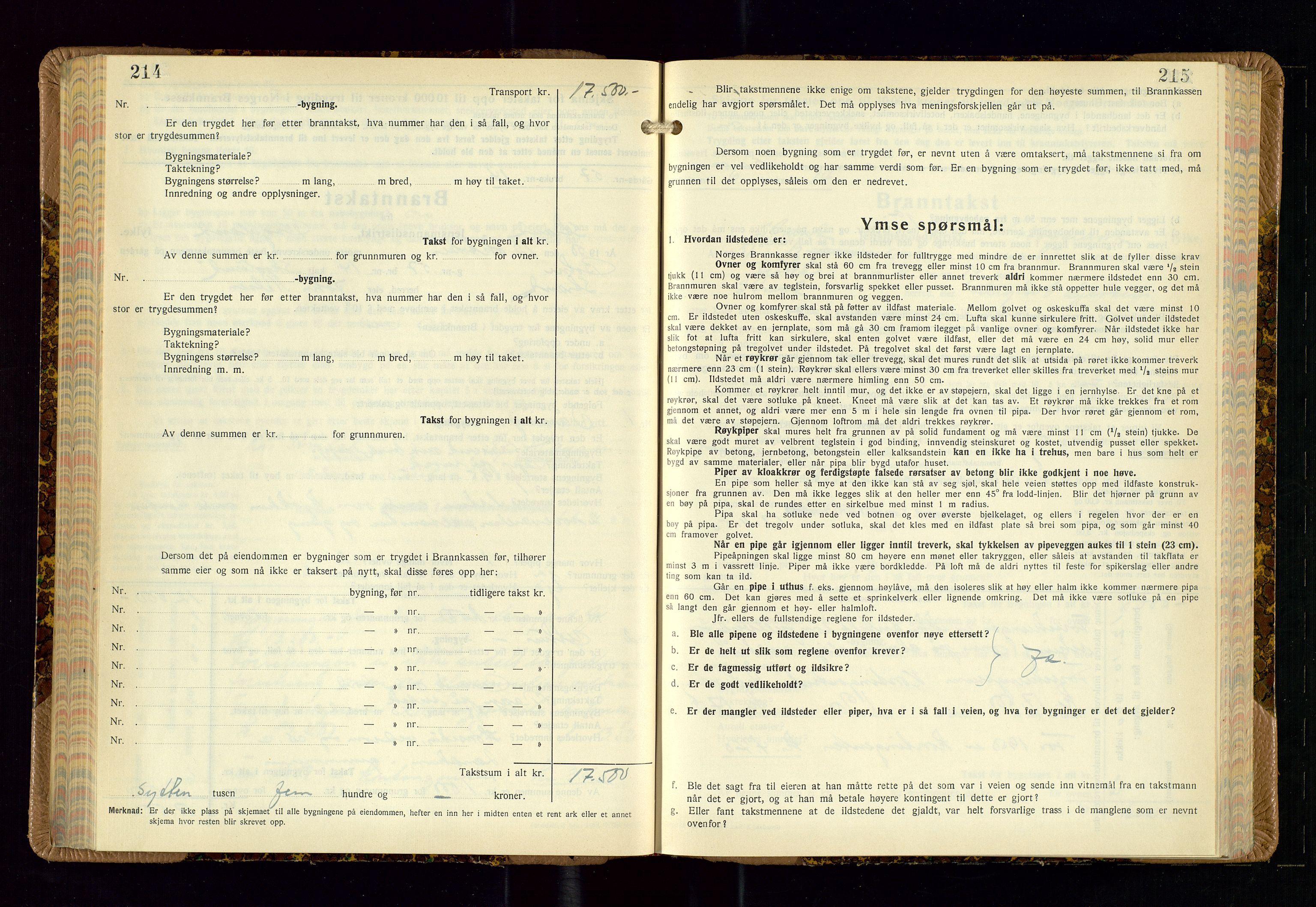 Strand og Forsand lensmannskontor, SAST/A-100451/Gob/L0002: Branntakstprotokoll, 1942-1953, p. 214-215