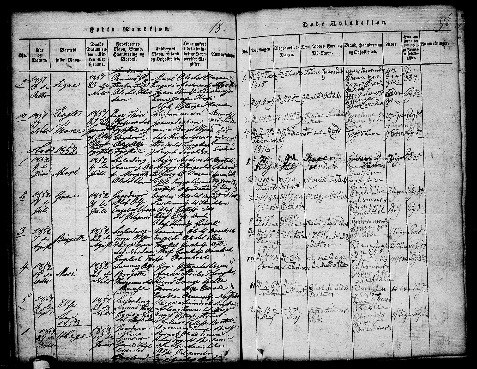 Lårdal kirkebøker, SAKO/A-284/G/Gc/L0001: Parish register (copy) no. III 1, 1815-1854, p. 96